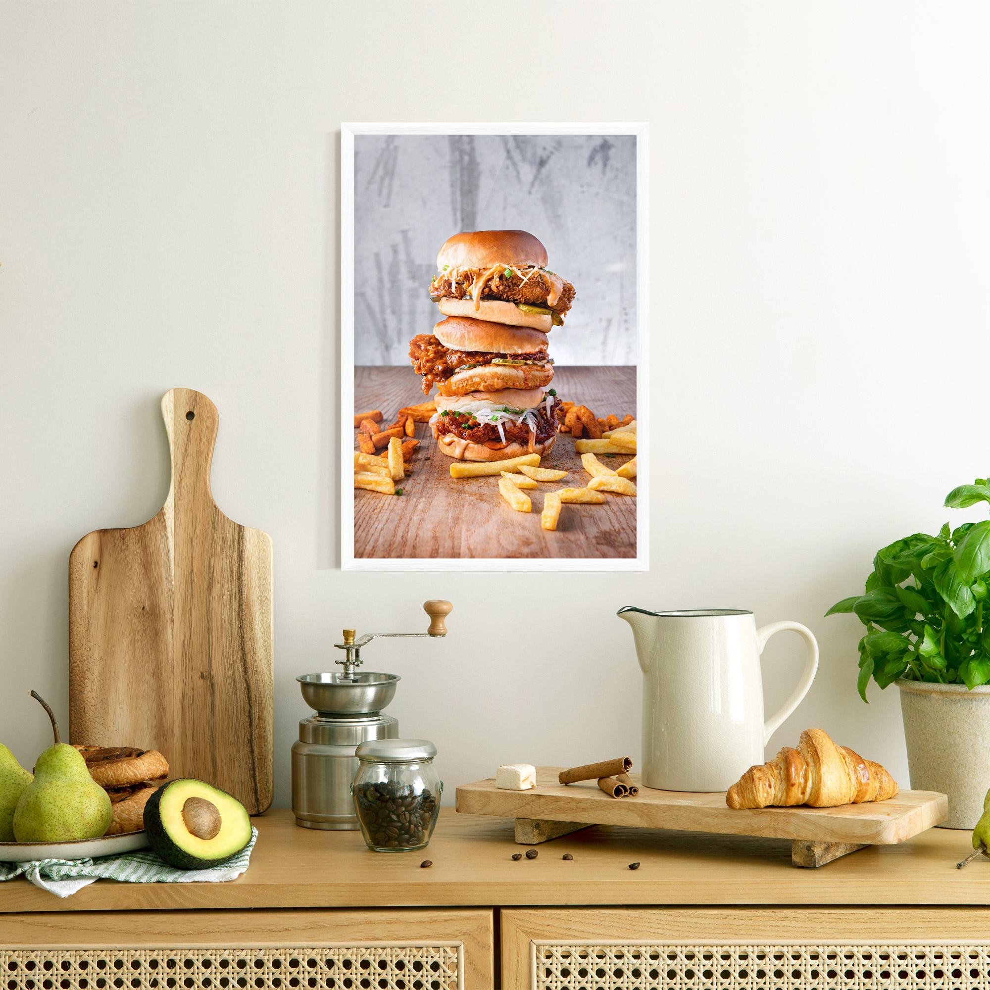 Gerahmte Poster Triple Hamburger mockup 8