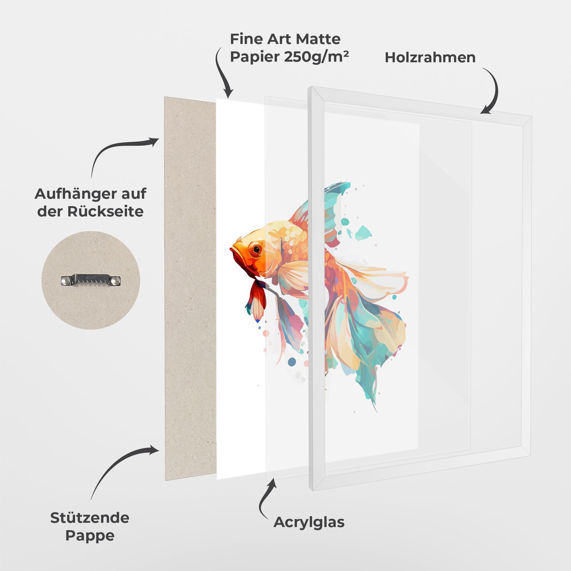 Gerahmte Poster Blue Orange Fish mockup 1