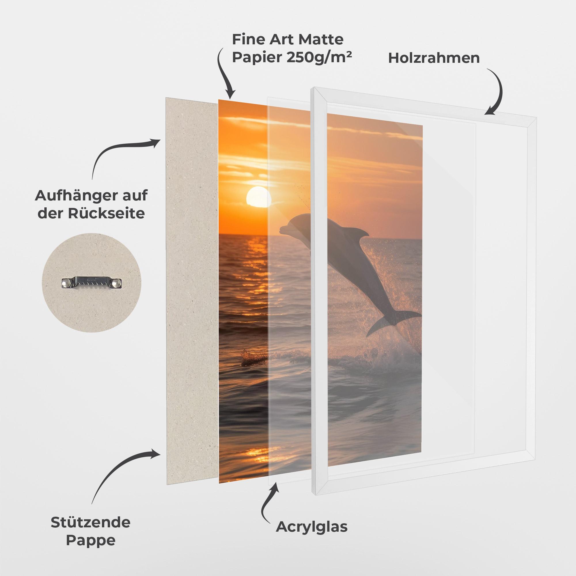 Gerahmte Poster Dolphin Jump mockup 1