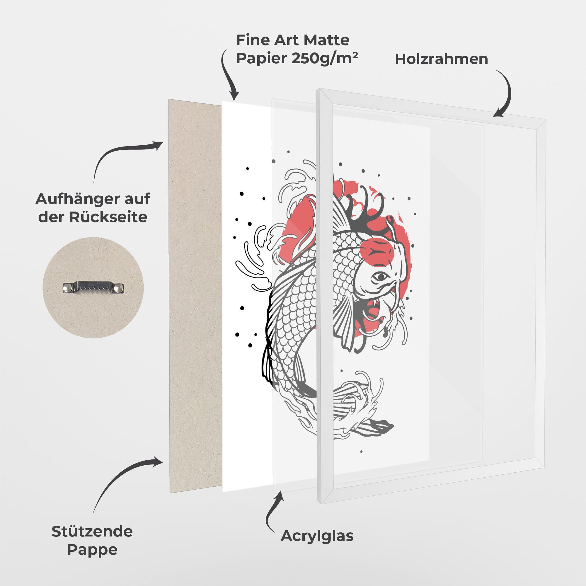 Gerahmte Poster Koi Design mockup 1