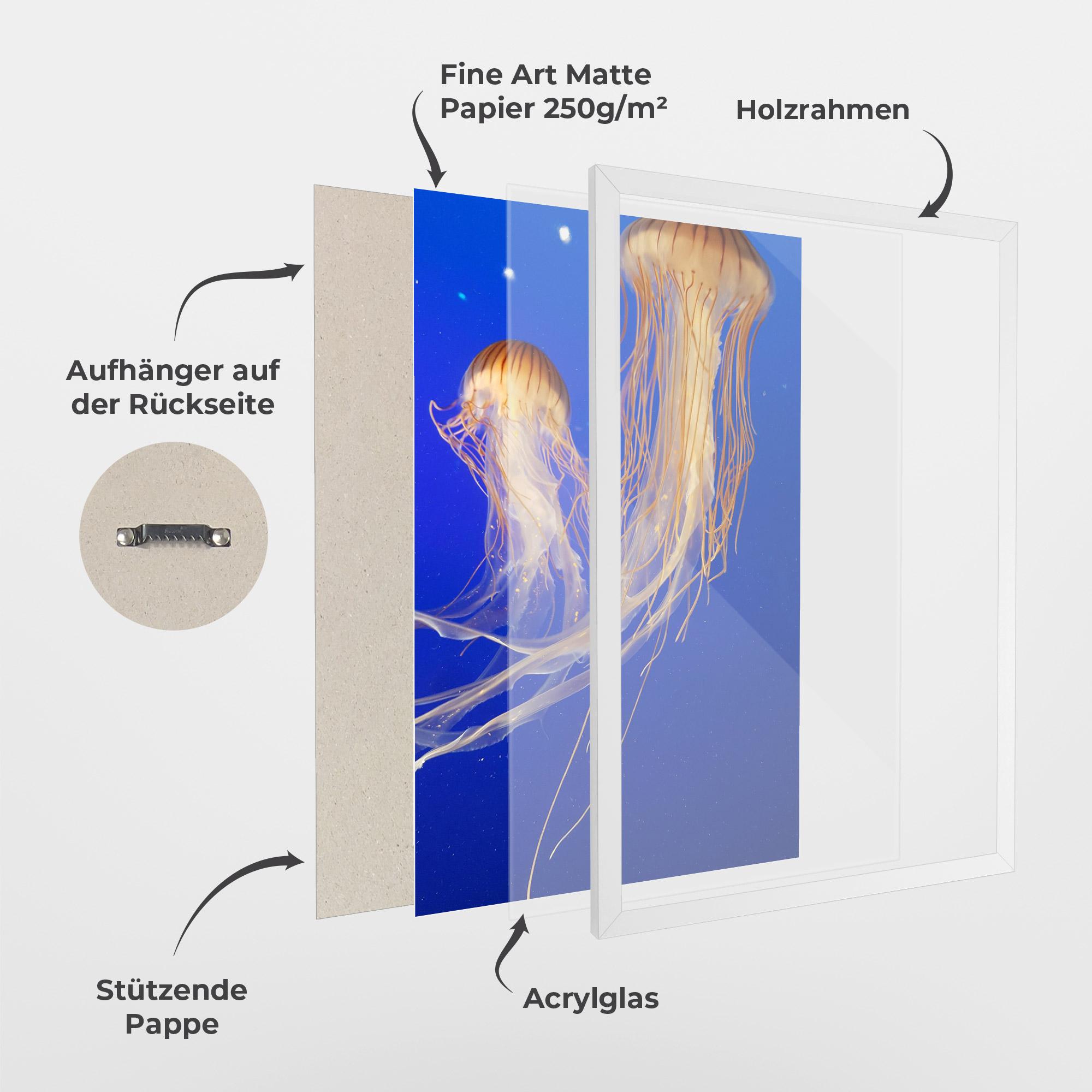 Gerahmte Poster Light Orange Jellyfish mockup 1