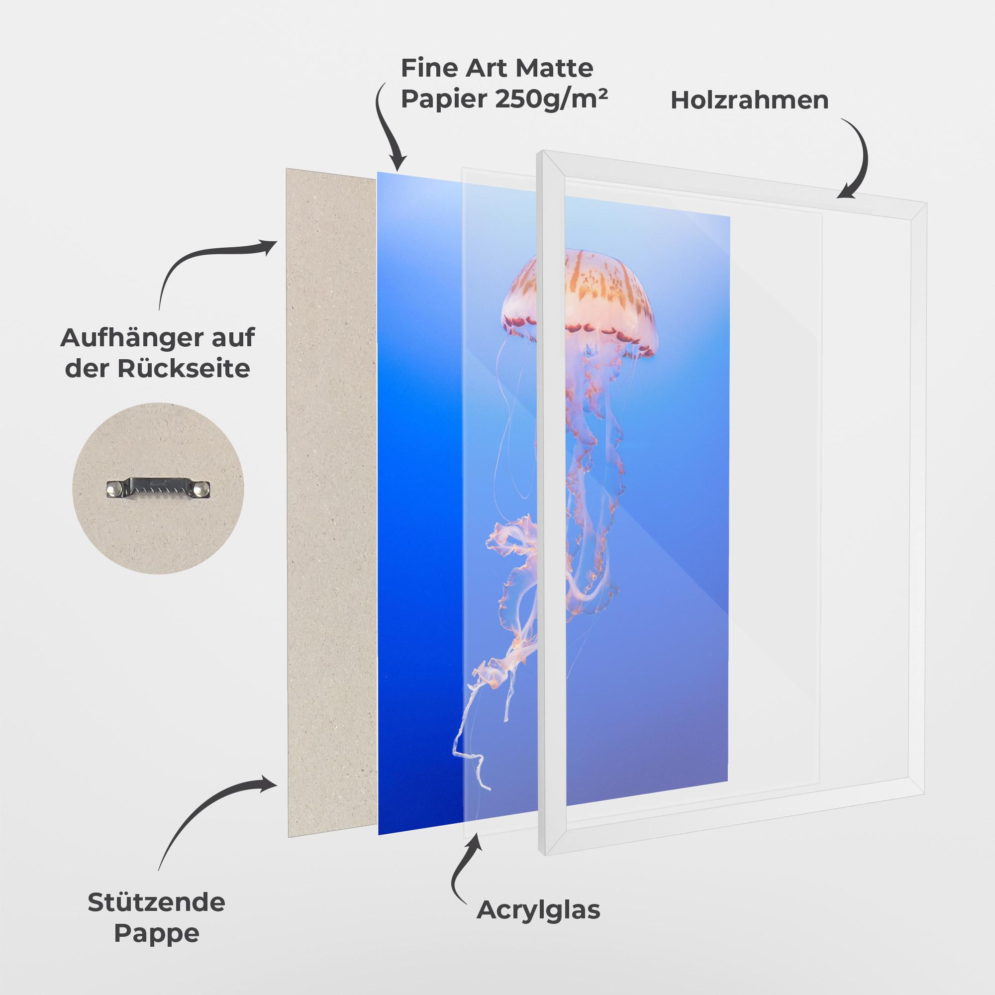 Gerahmte Poster Pretty White Jellyfish mockup 1