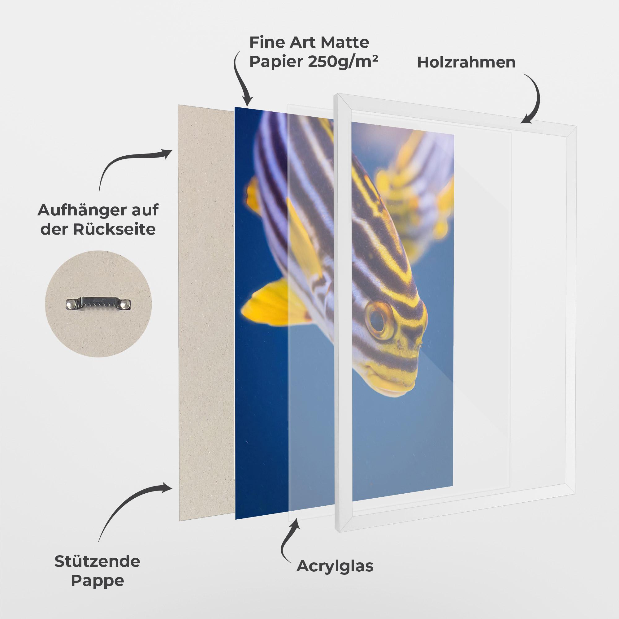 Gerahmte Poster Purple Yellow Fish mockup 1