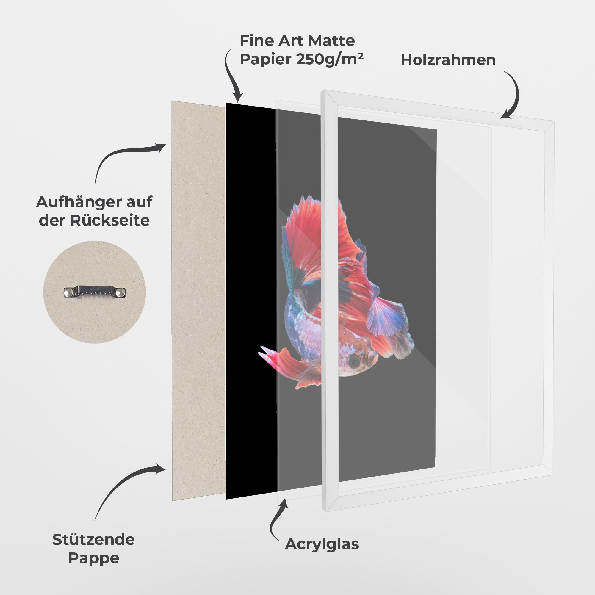 Gerahmte Poster Red Black Betta mockup 1