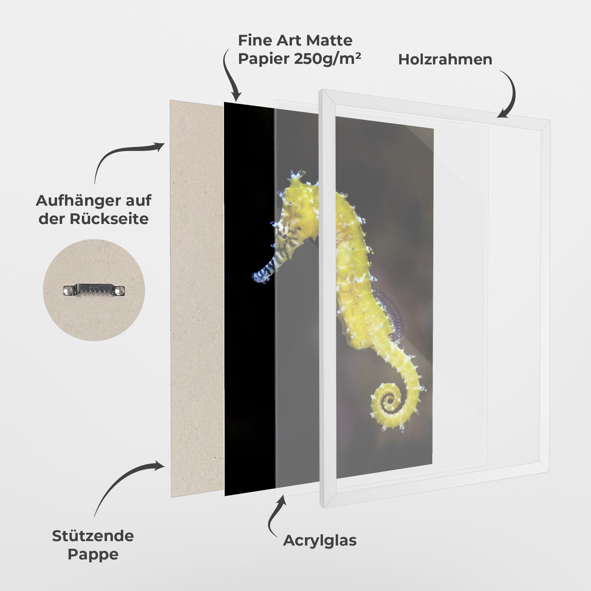 Gerahmte Poster Yellow Seahorse mockup 1