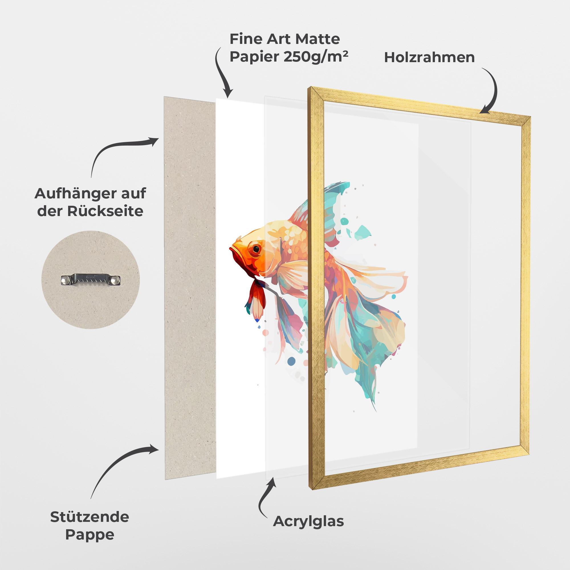 Gerahmte Poster Blue Orange Fish mockup 1