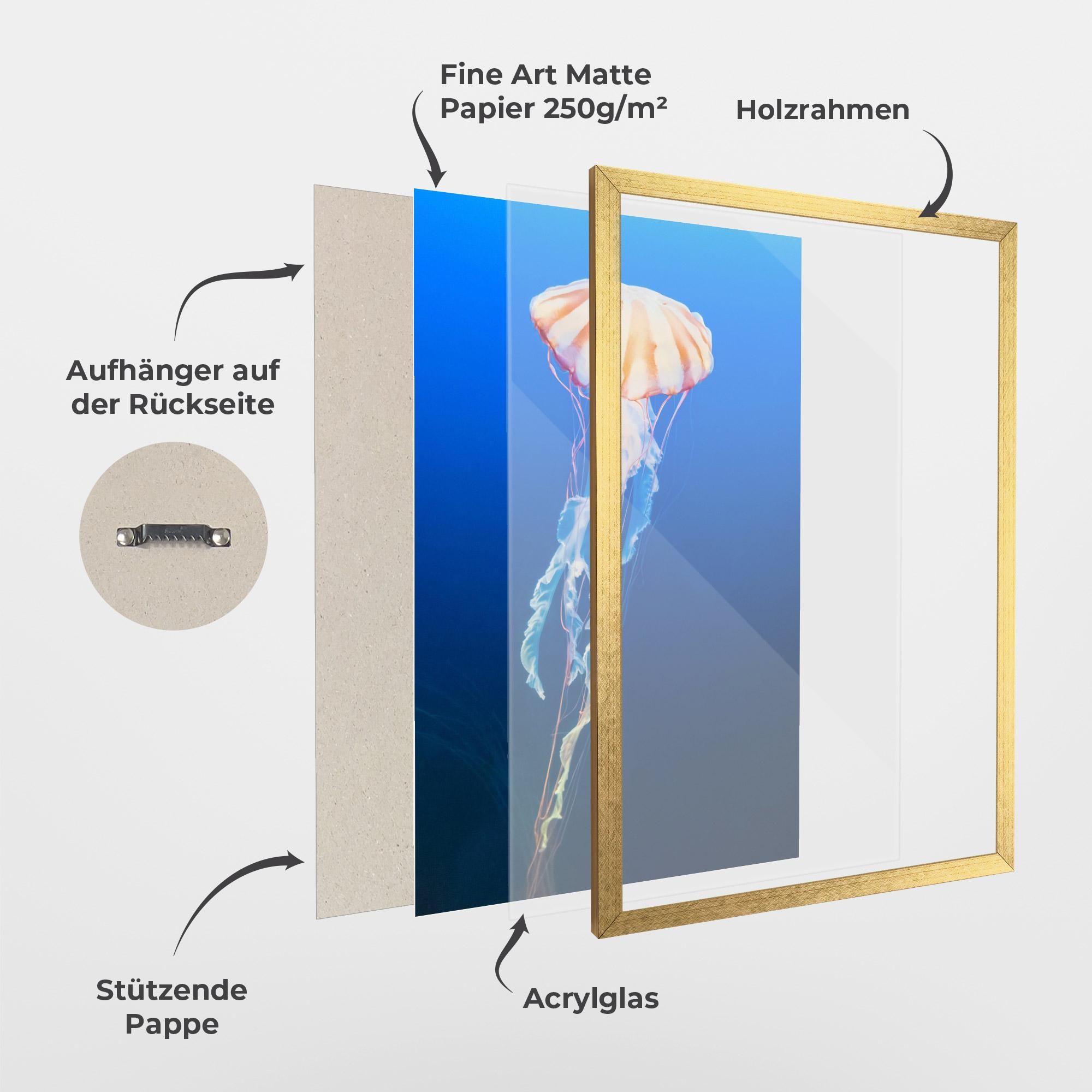 Gerahmte Poster Cream Jellyfish mockup 1