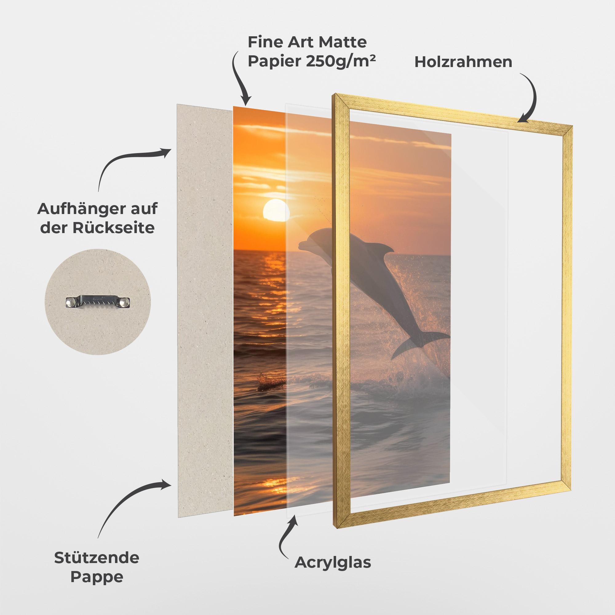 Gerahmte Poster Dolphin Jump mockup 1