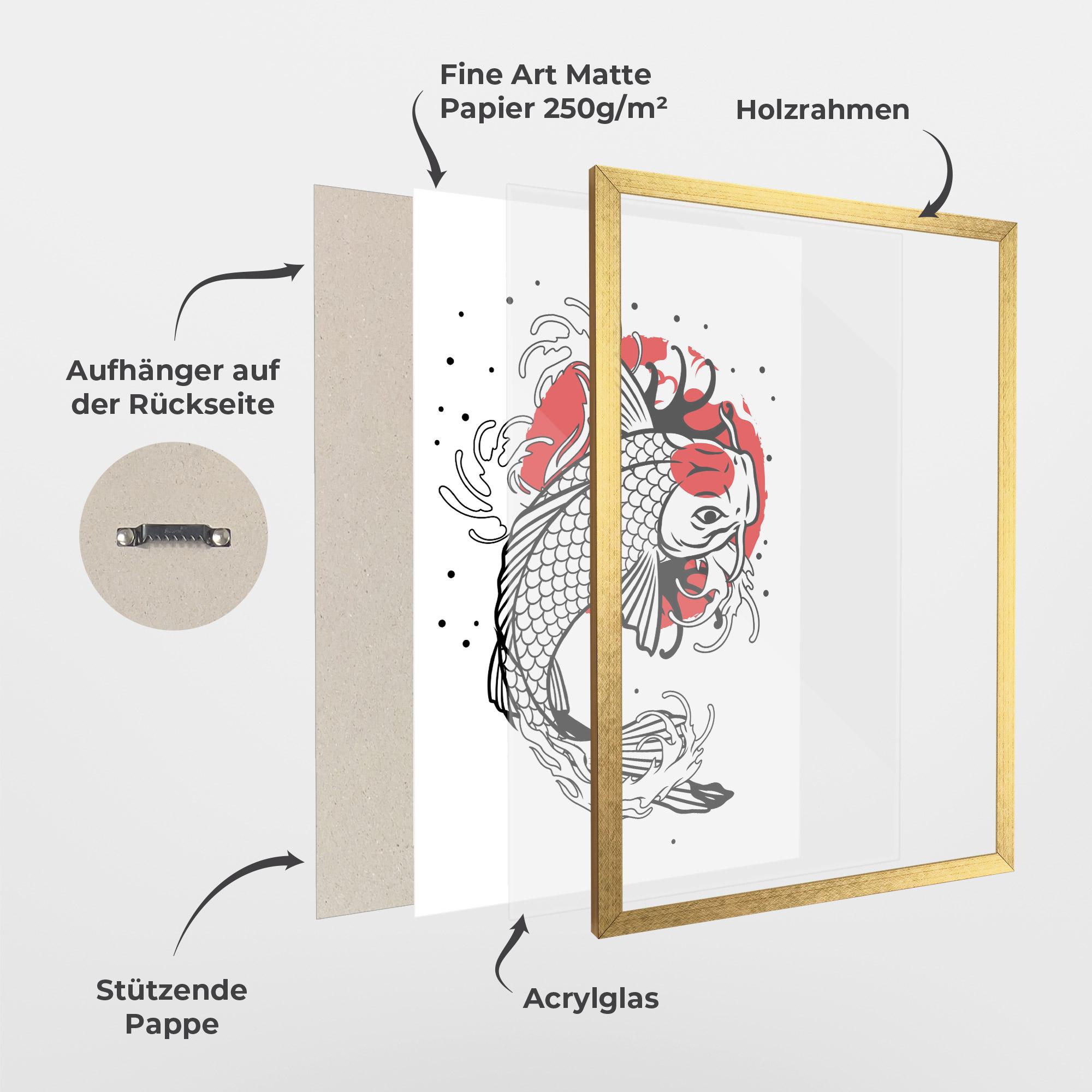 Gerahmte Poster Koi Design mockup 1