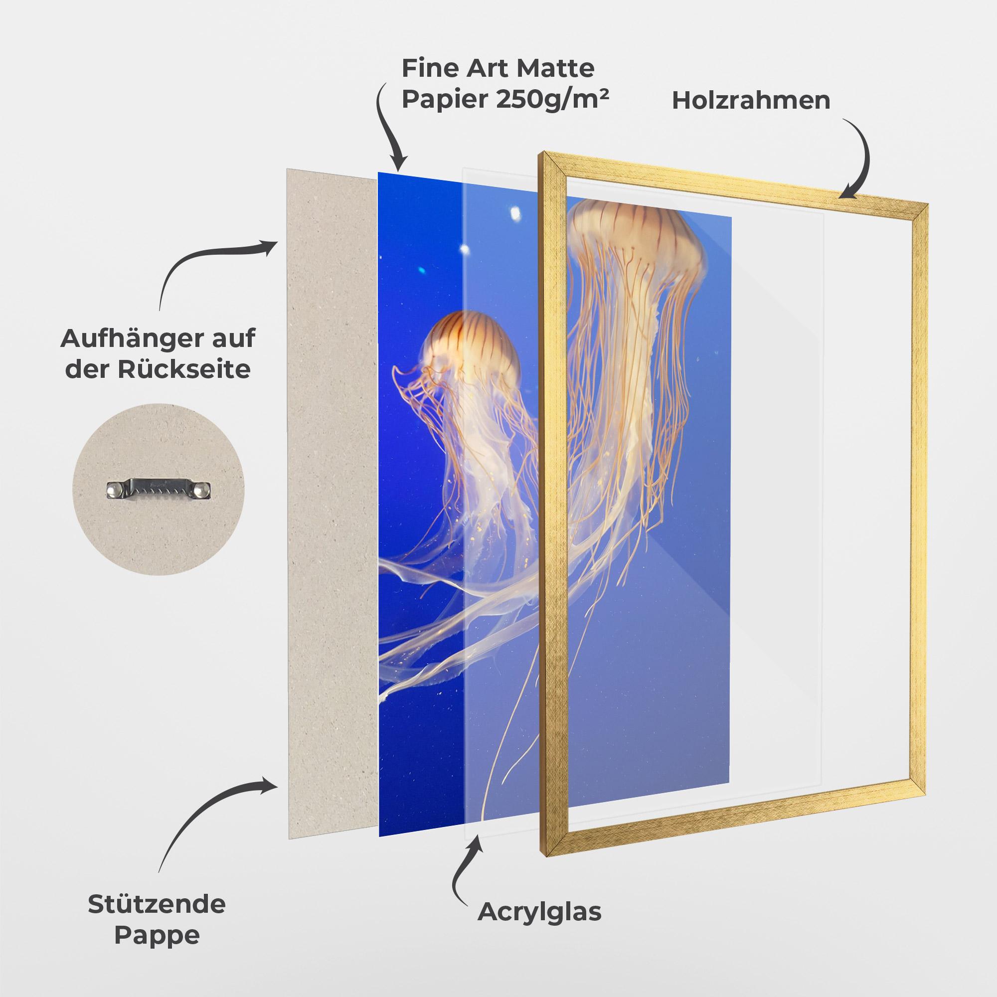 Gerahmte Poster Light Orange Jellyfish mockup 1