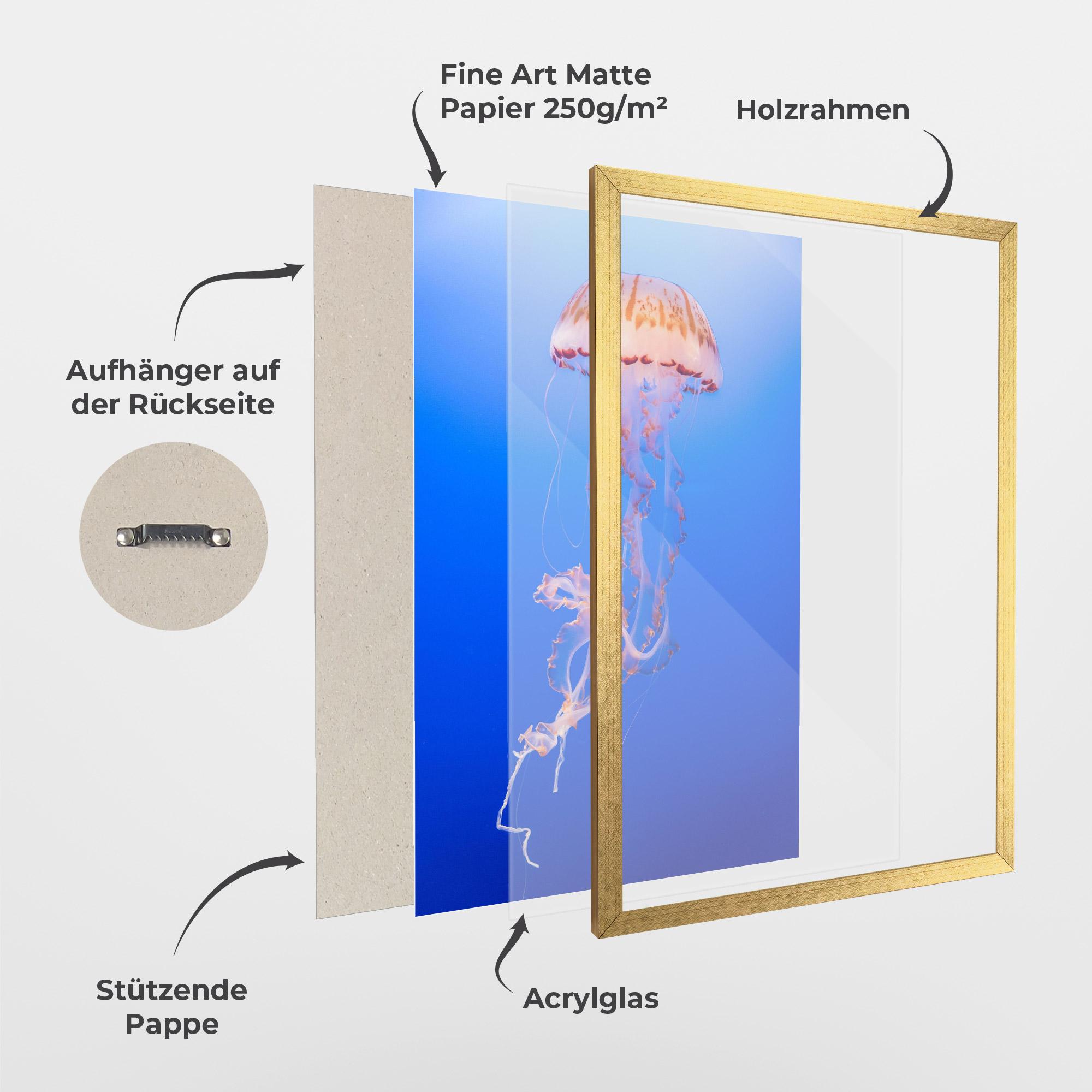 Gerahmte Poster Pretty White Jellyfish mockup 1
