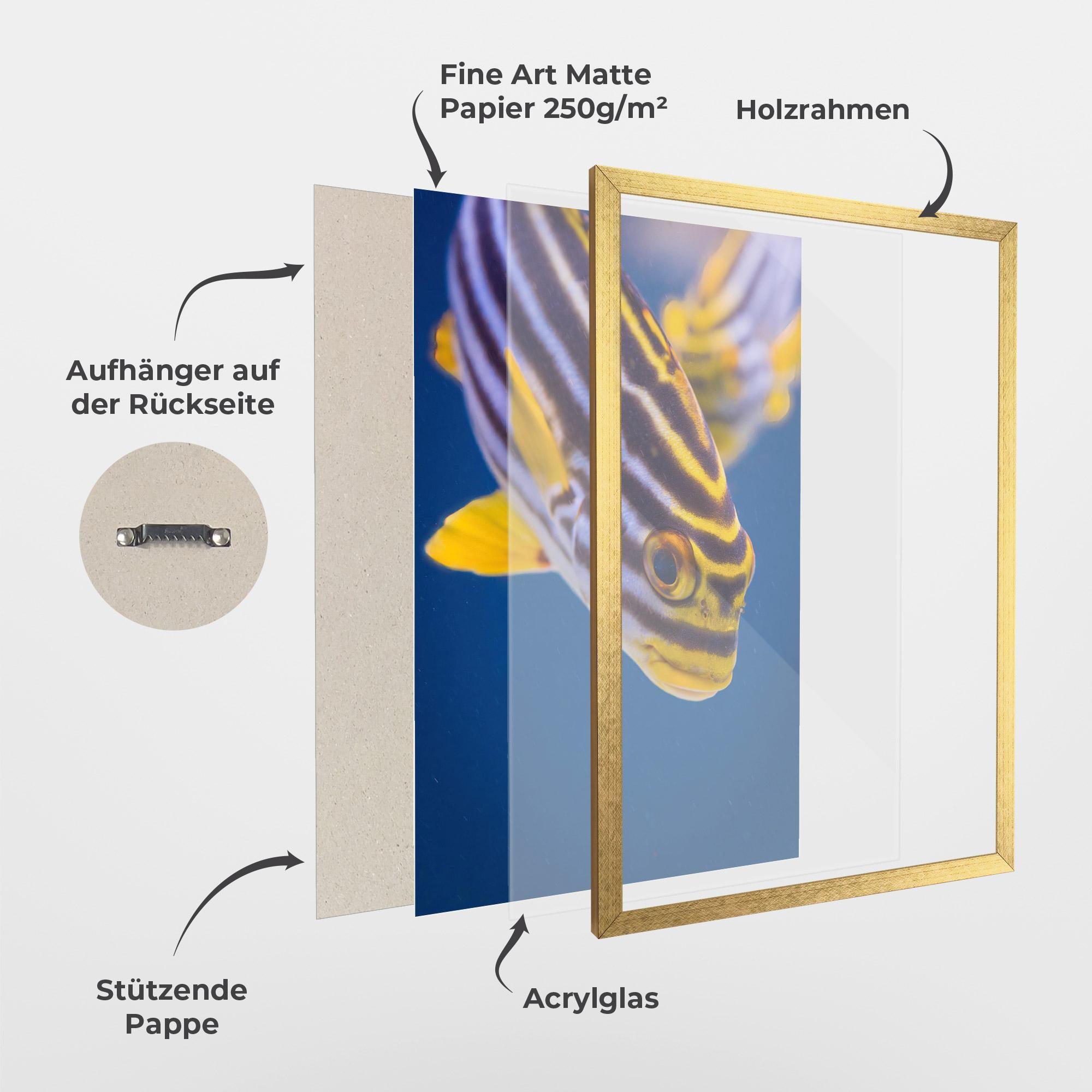 Gerahmte Poster Purple Yellow Fish mockup 1