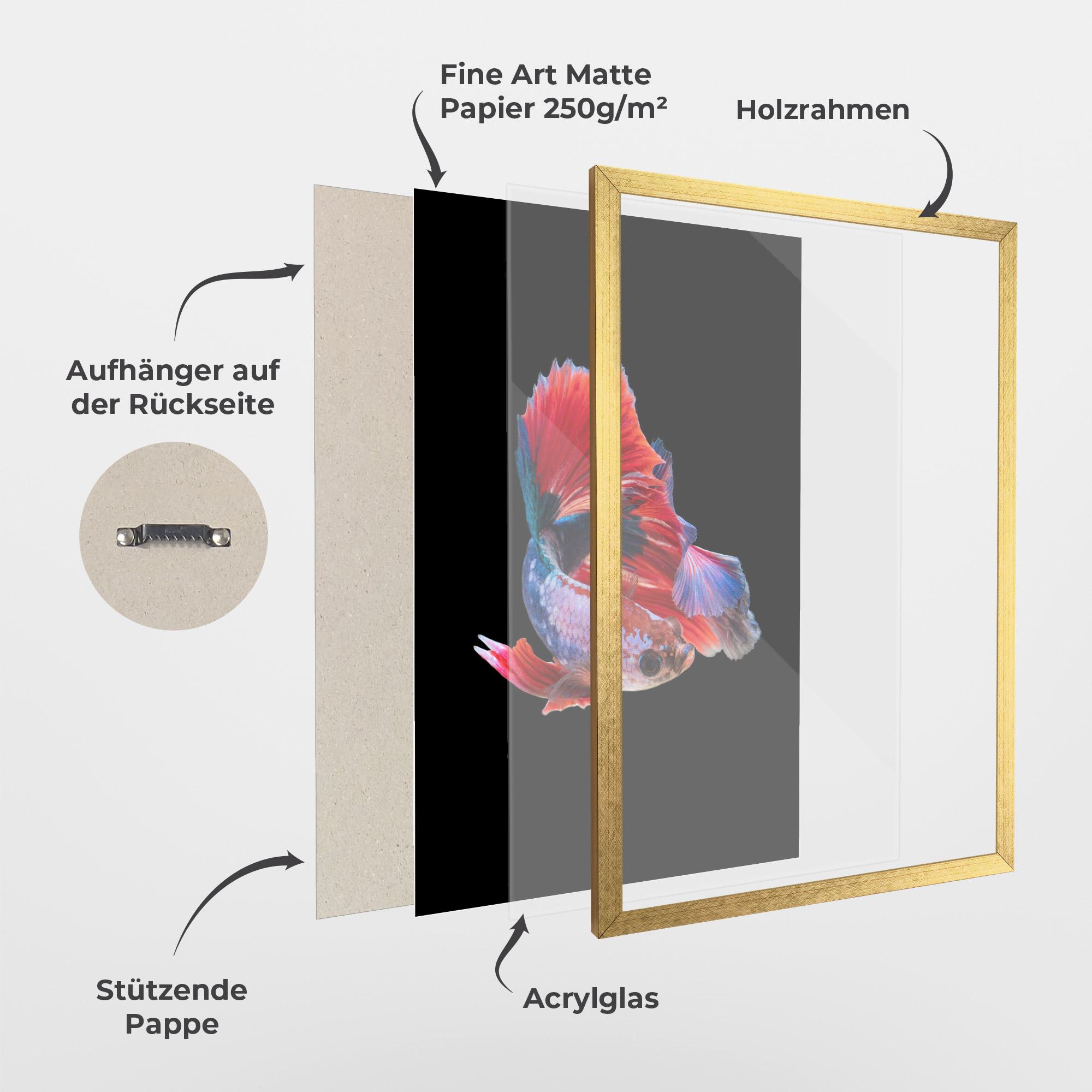 Gerahmte Poster Red Black Betta mockup 1