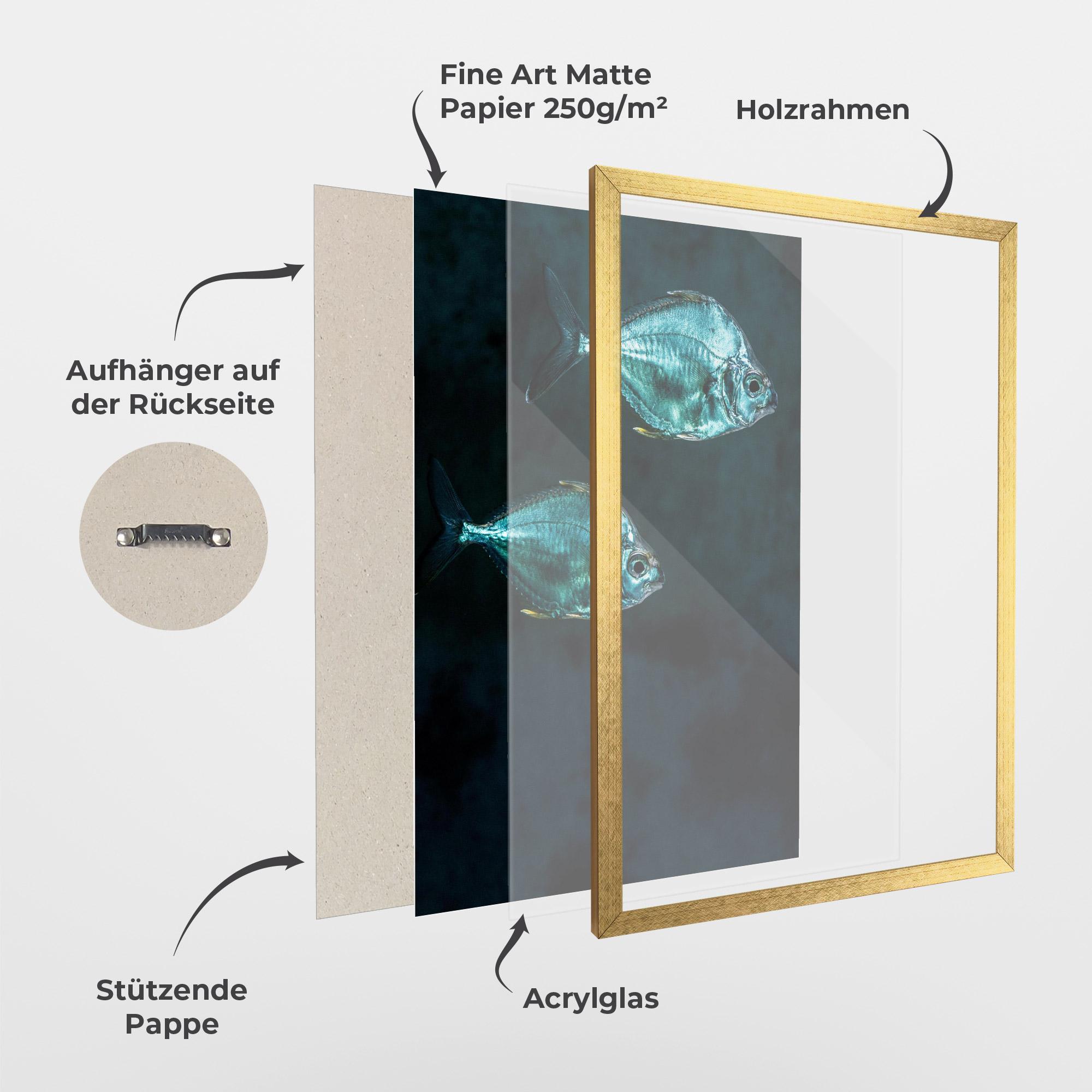 Gerahmte Poster Silver Fish mockup 1