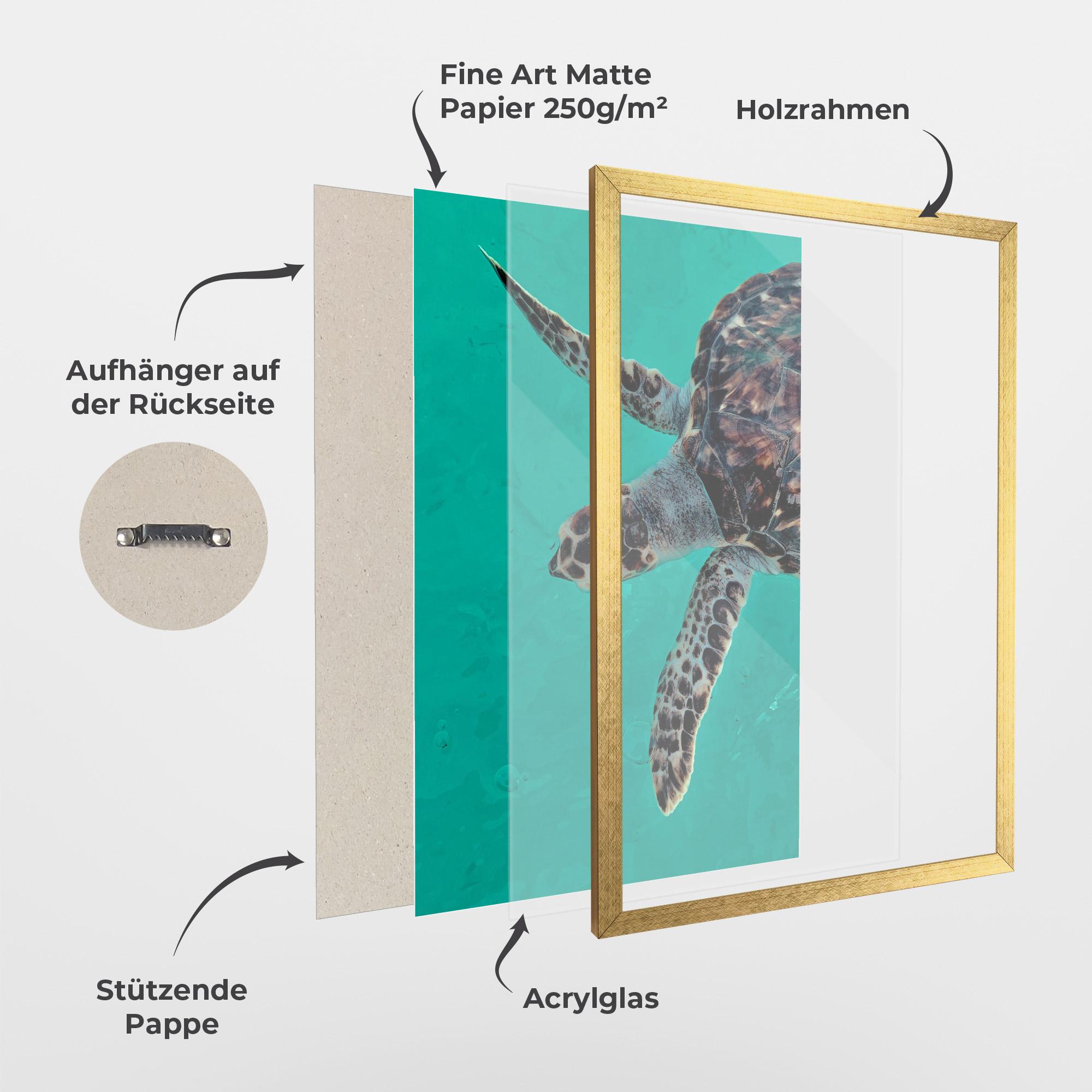 Gerahmte Poster Turtle Sweeming mockup 1
