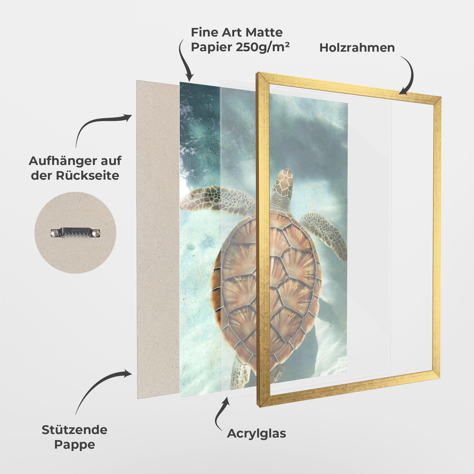 Gerahmte Poster Water Tortoise mockup 1