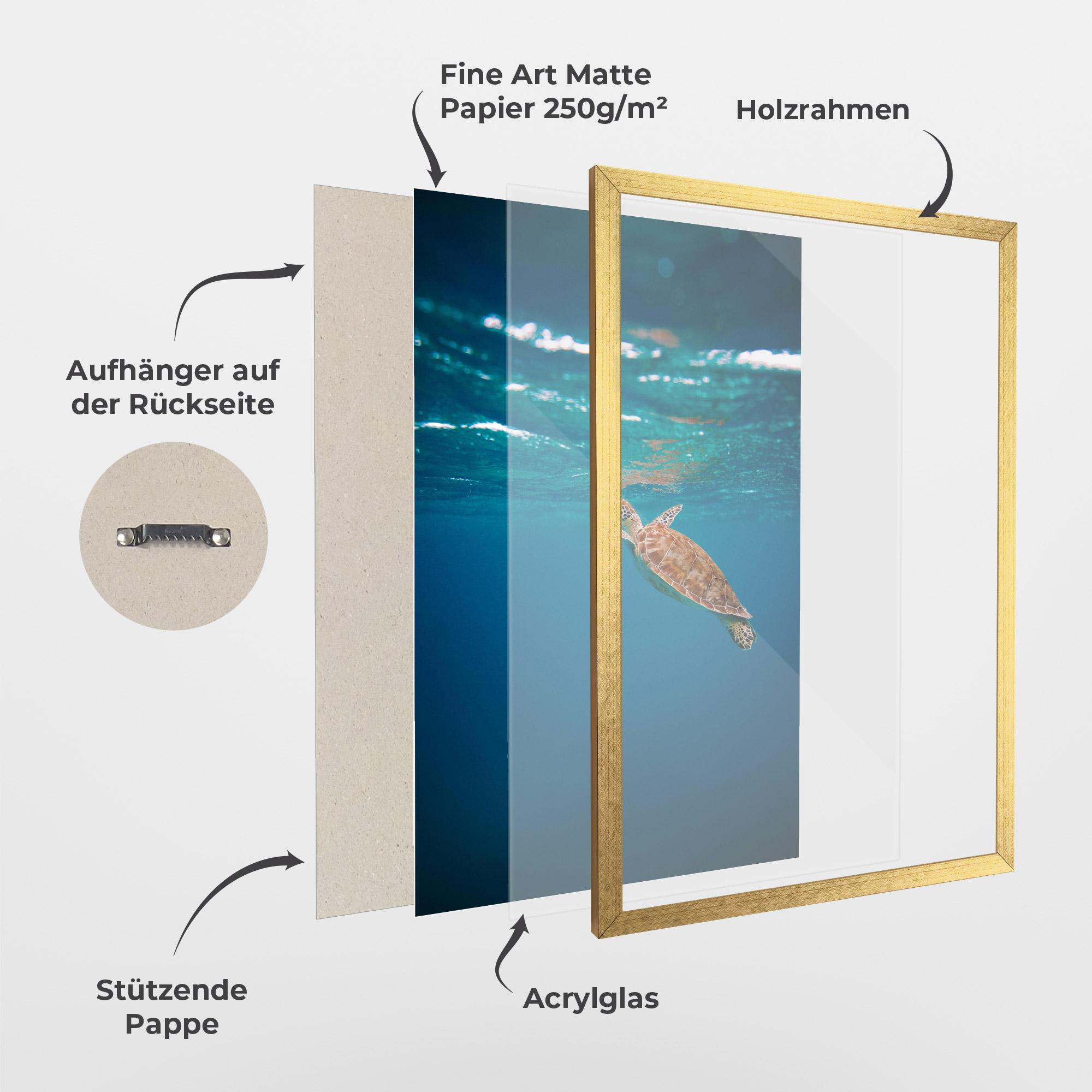 Gerahmte Poster Water Turtle mockup 1