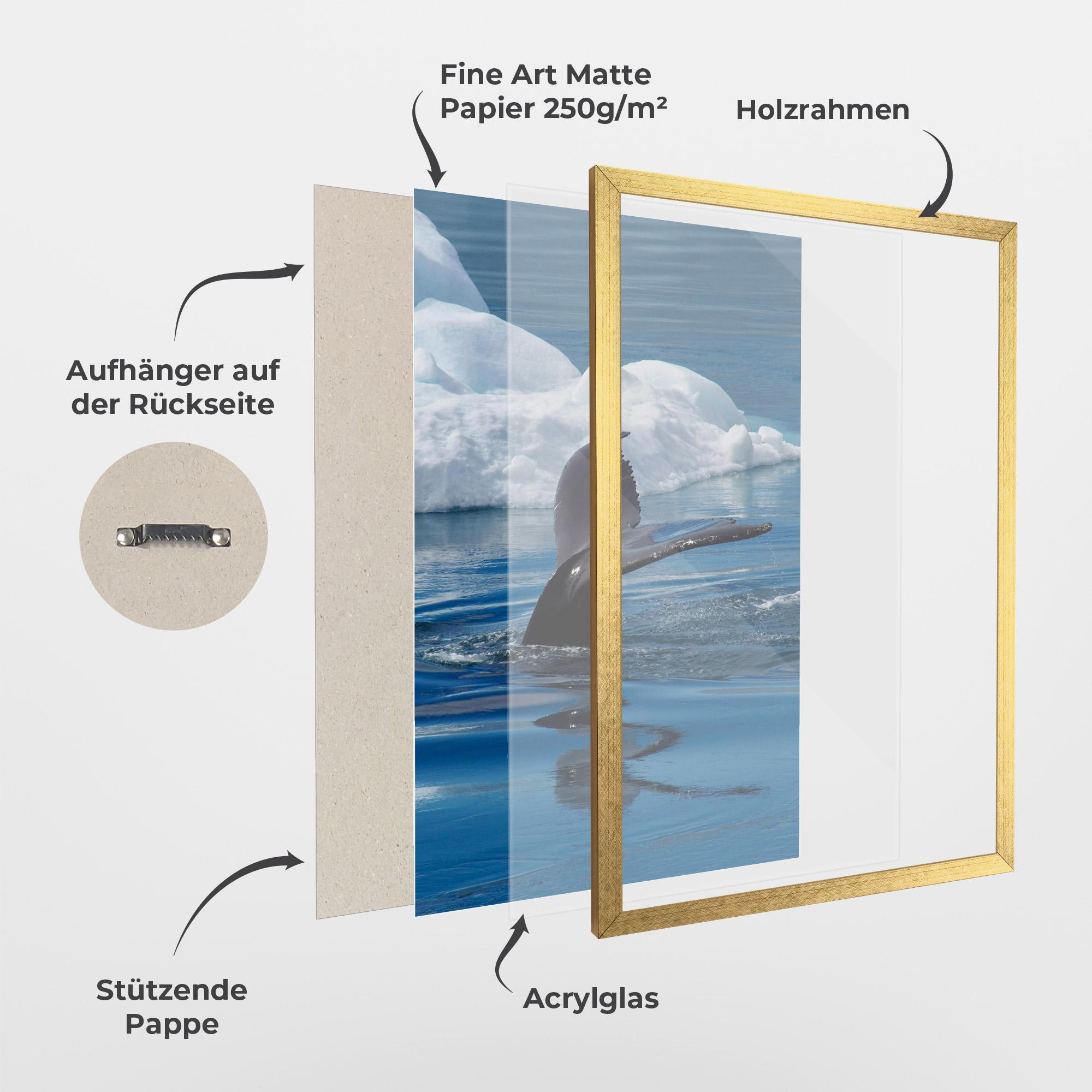 Gerahmte Poster Whale Tail mockup 1