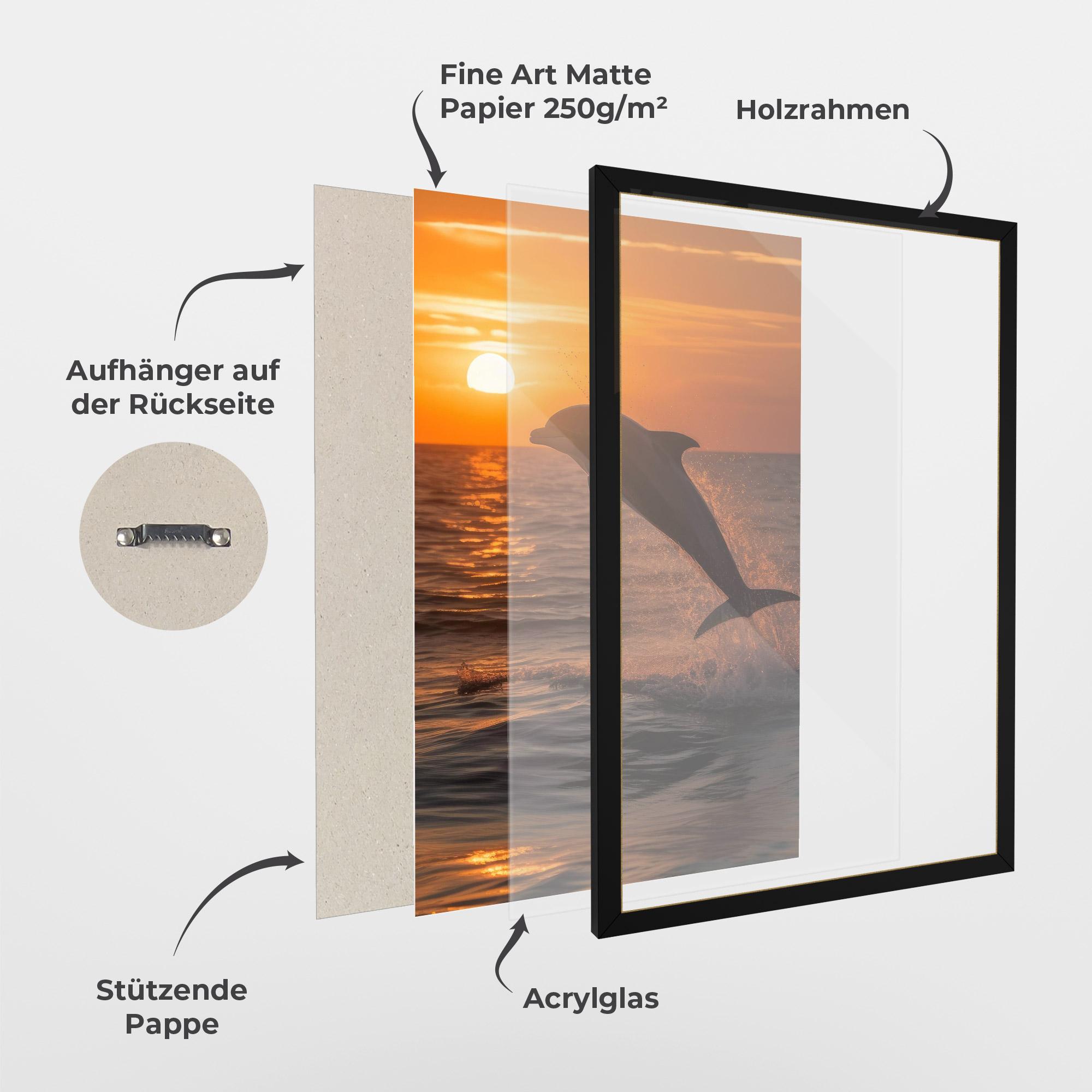 Gerahmte Poster Dolphin Jump mockup 1