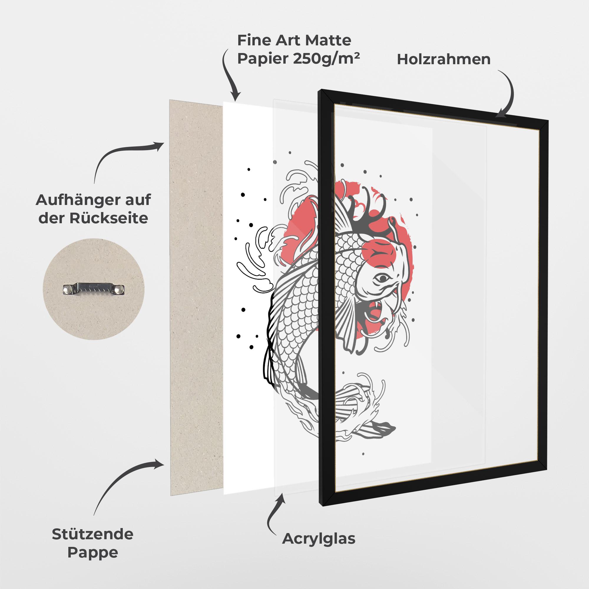 Gerahmte Poster Koi Design mockup 1