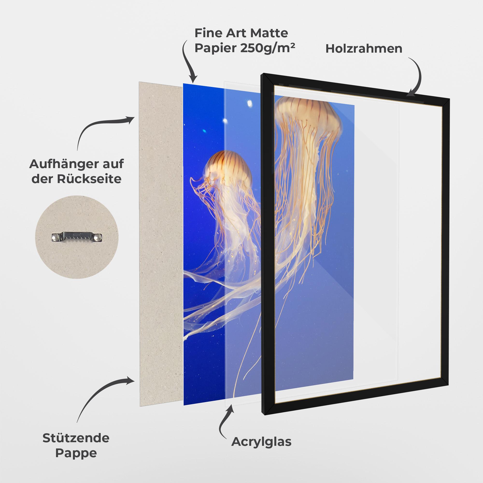 Gerahmte Poster Light Orange Jellyfish mockup 1