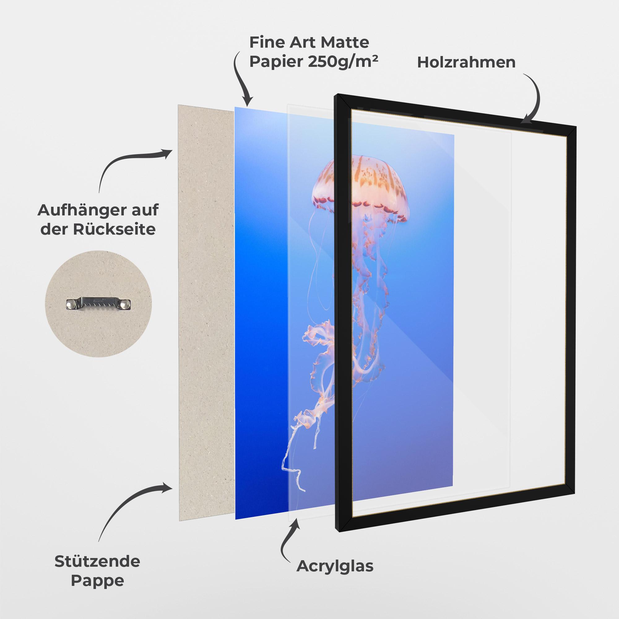 Gerahmte Poster Pretty White Jellyfish mockup 1