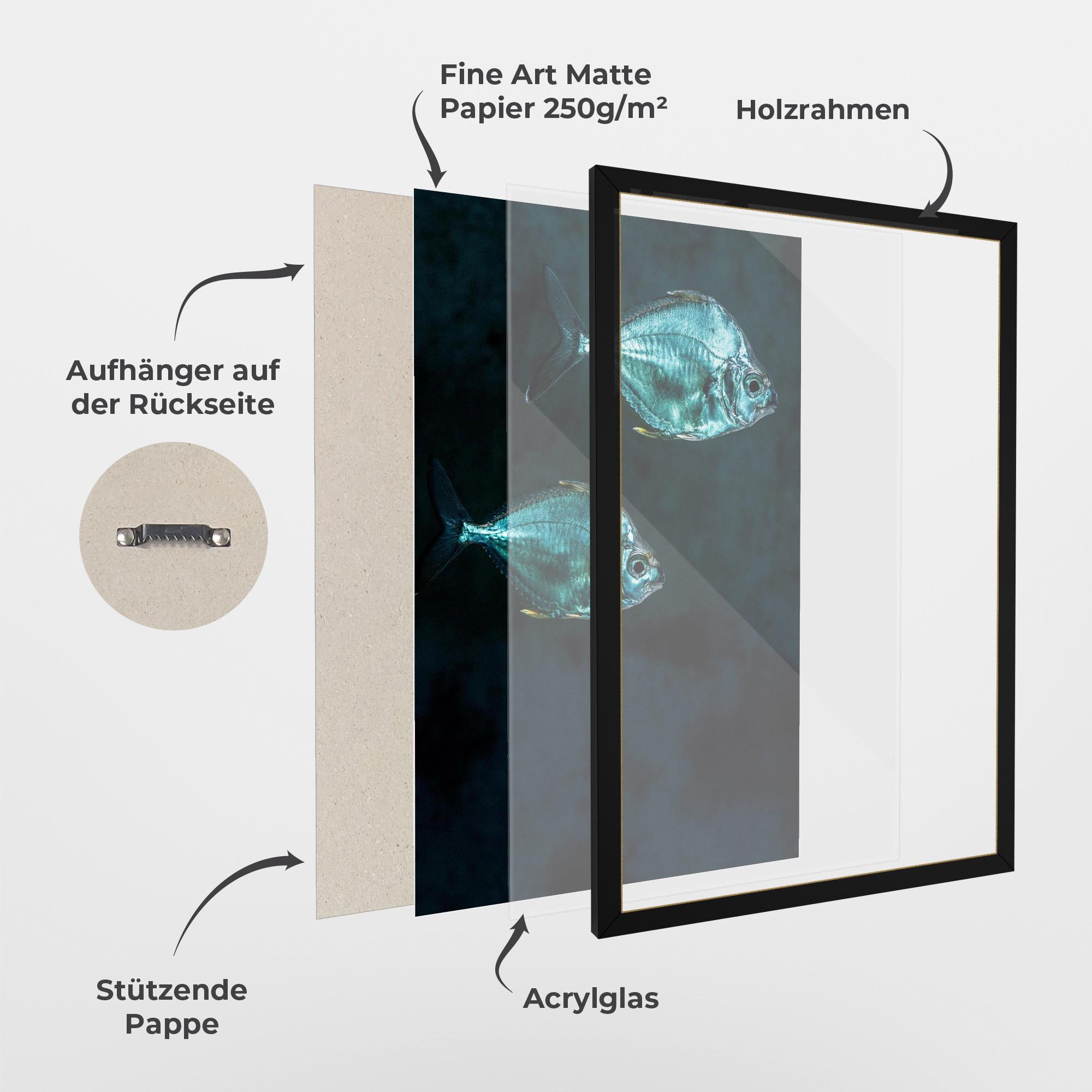 Gerahmte Poster Silver Fish mockup 1