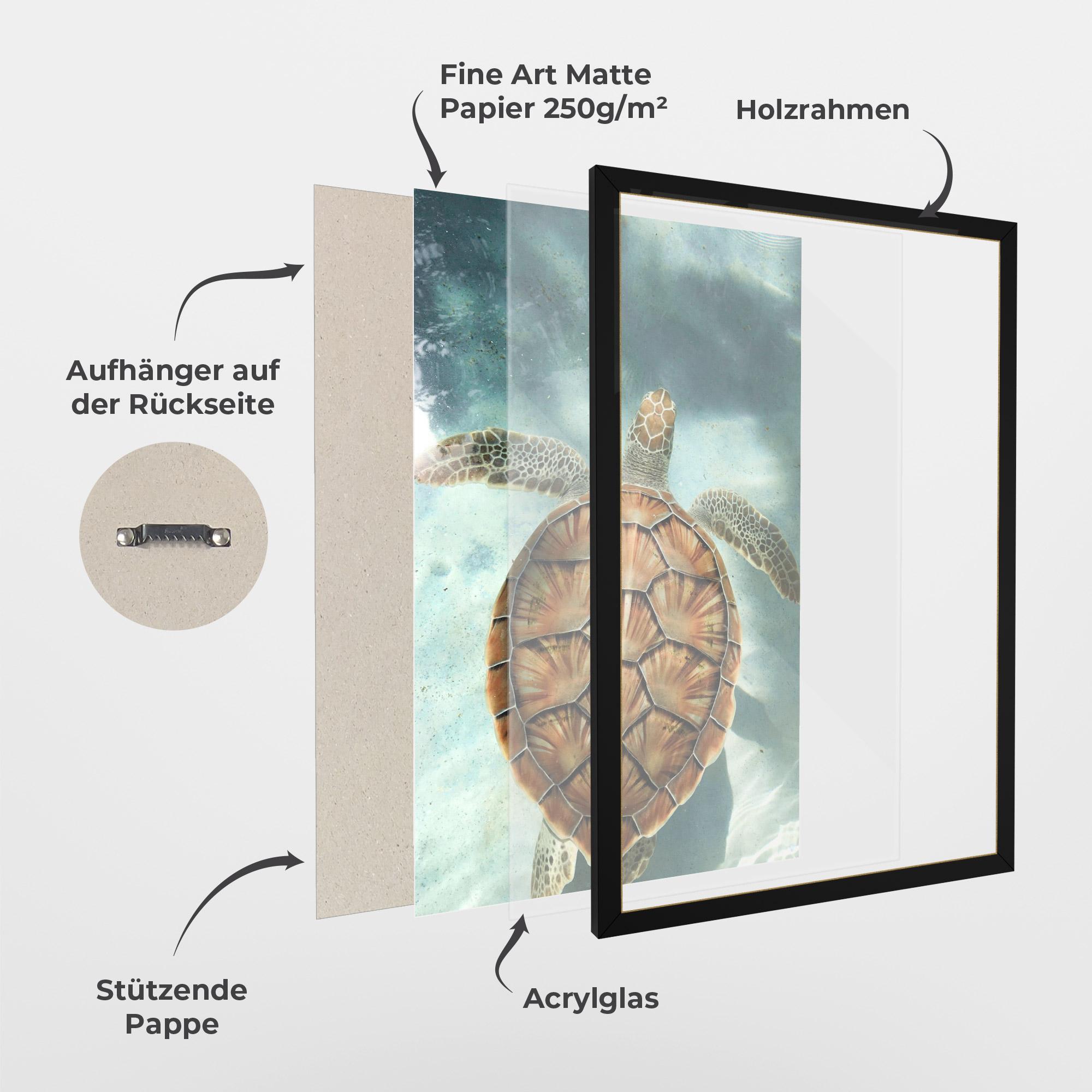 Gerahmte Poster Water Tortoise mockup 1