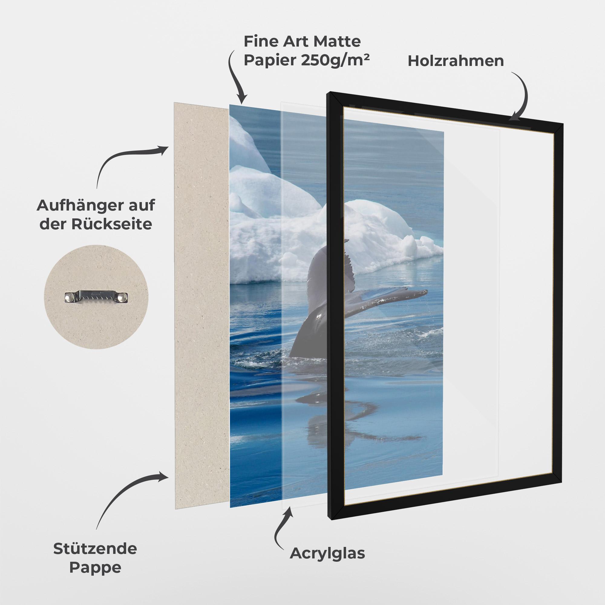 Gerahmte Poster Whale Tail mockup 1