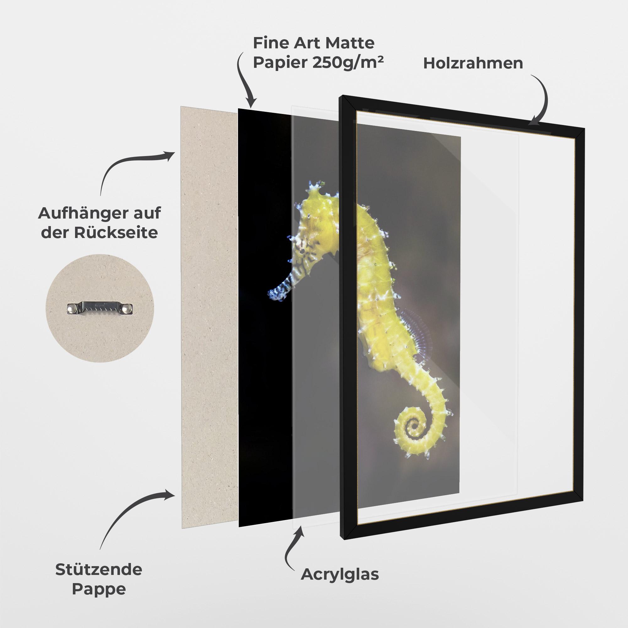 Gerahmte Poster Yellow Seahorse mockup 1
