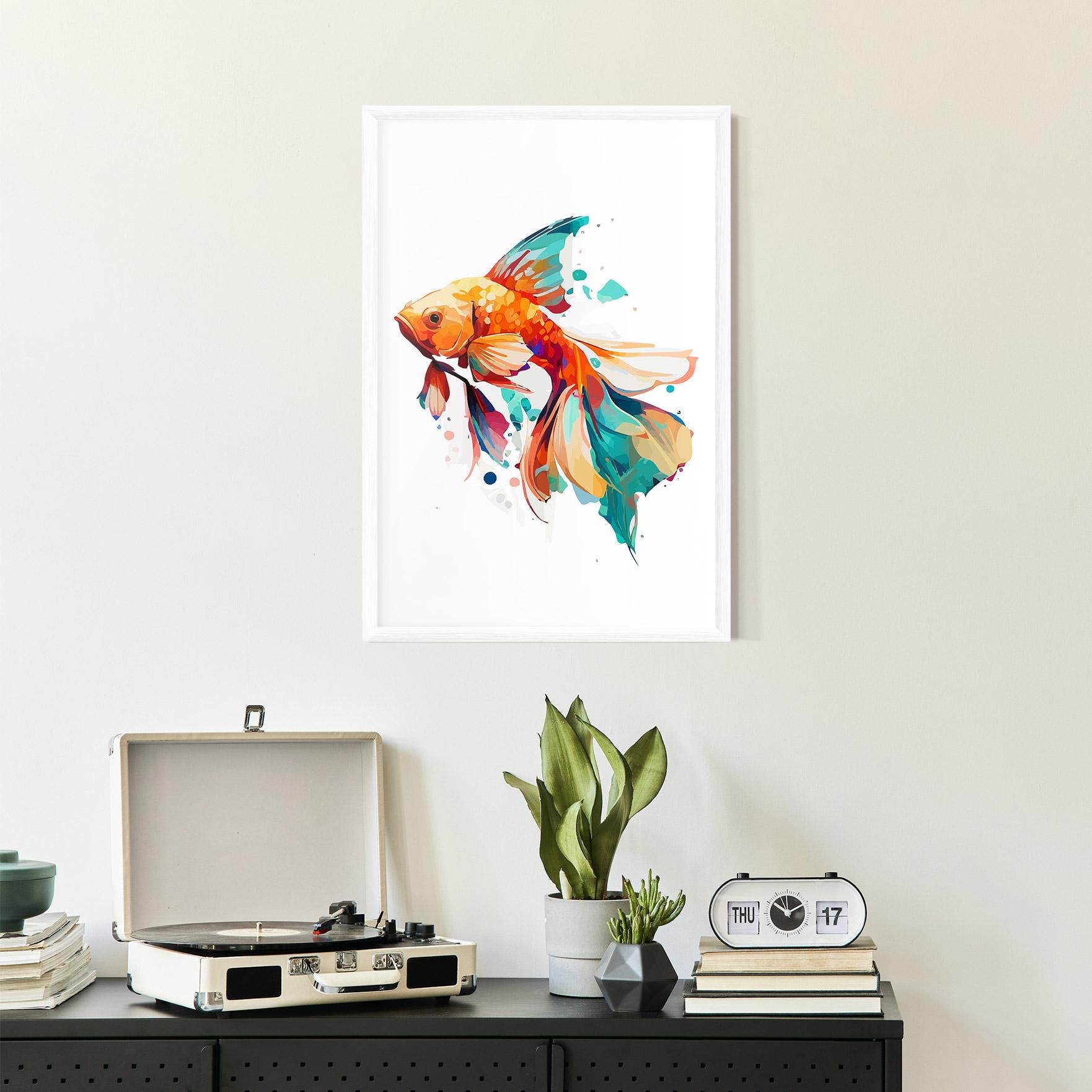 Gerahmte Poster Blue Orange Fish mockup 2