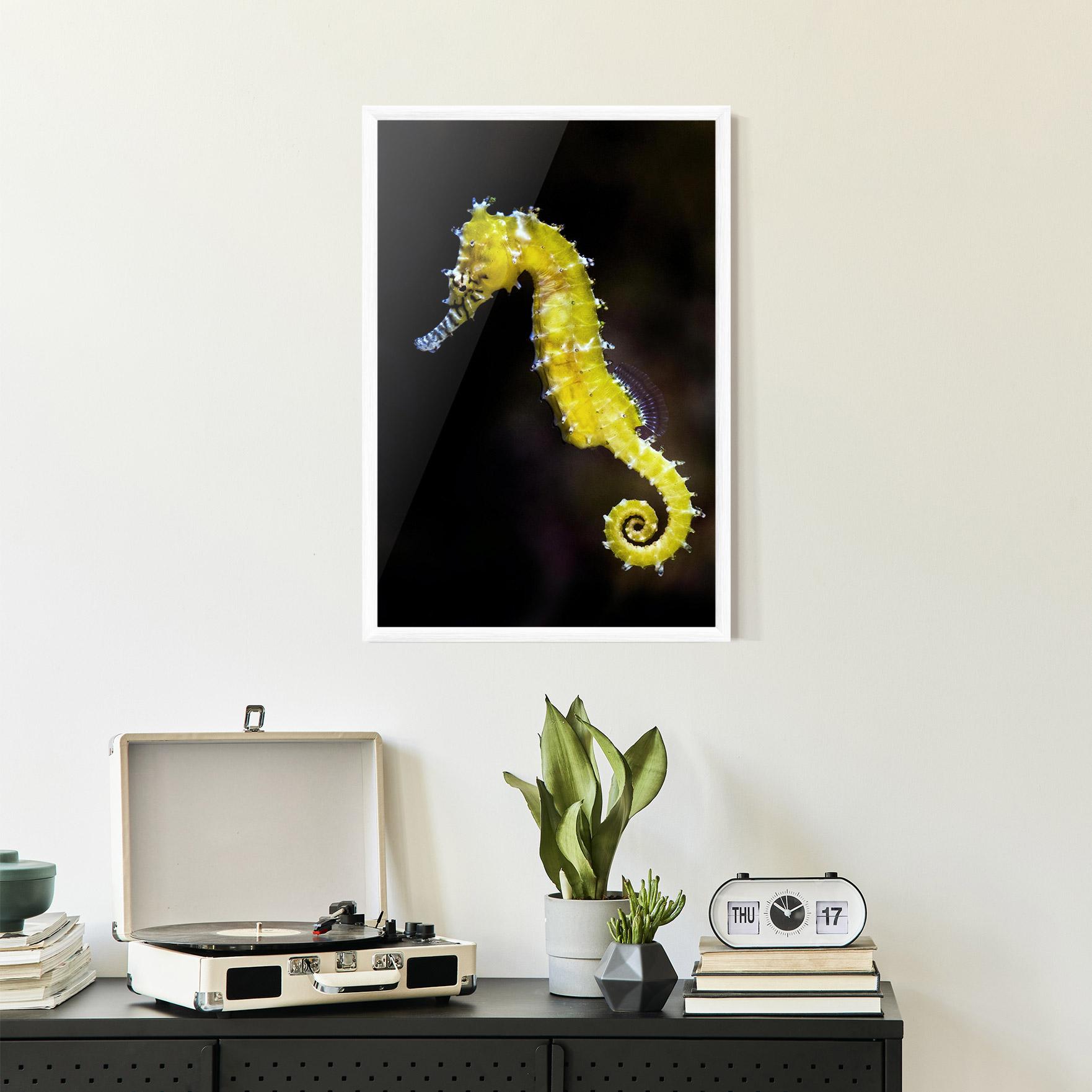 Gerahmte Poster Yellow Seahorse mockup 2