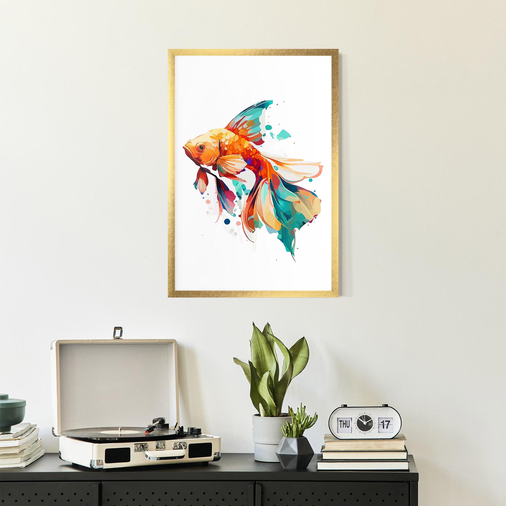 Gerahmte Poster Blue Orange Fish mockup 2