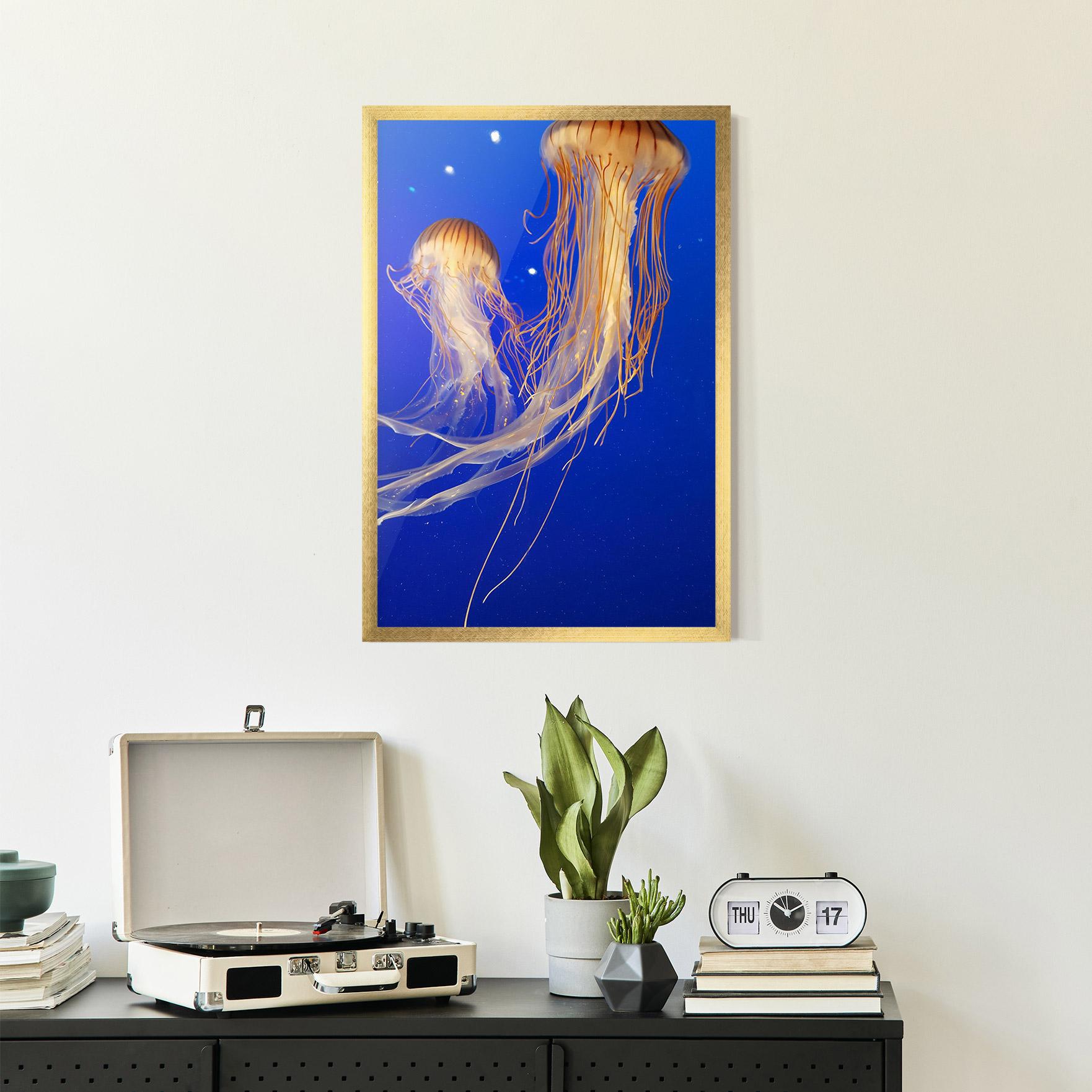 Gerahmte Poster Light Orange Jellyfish mockup 2