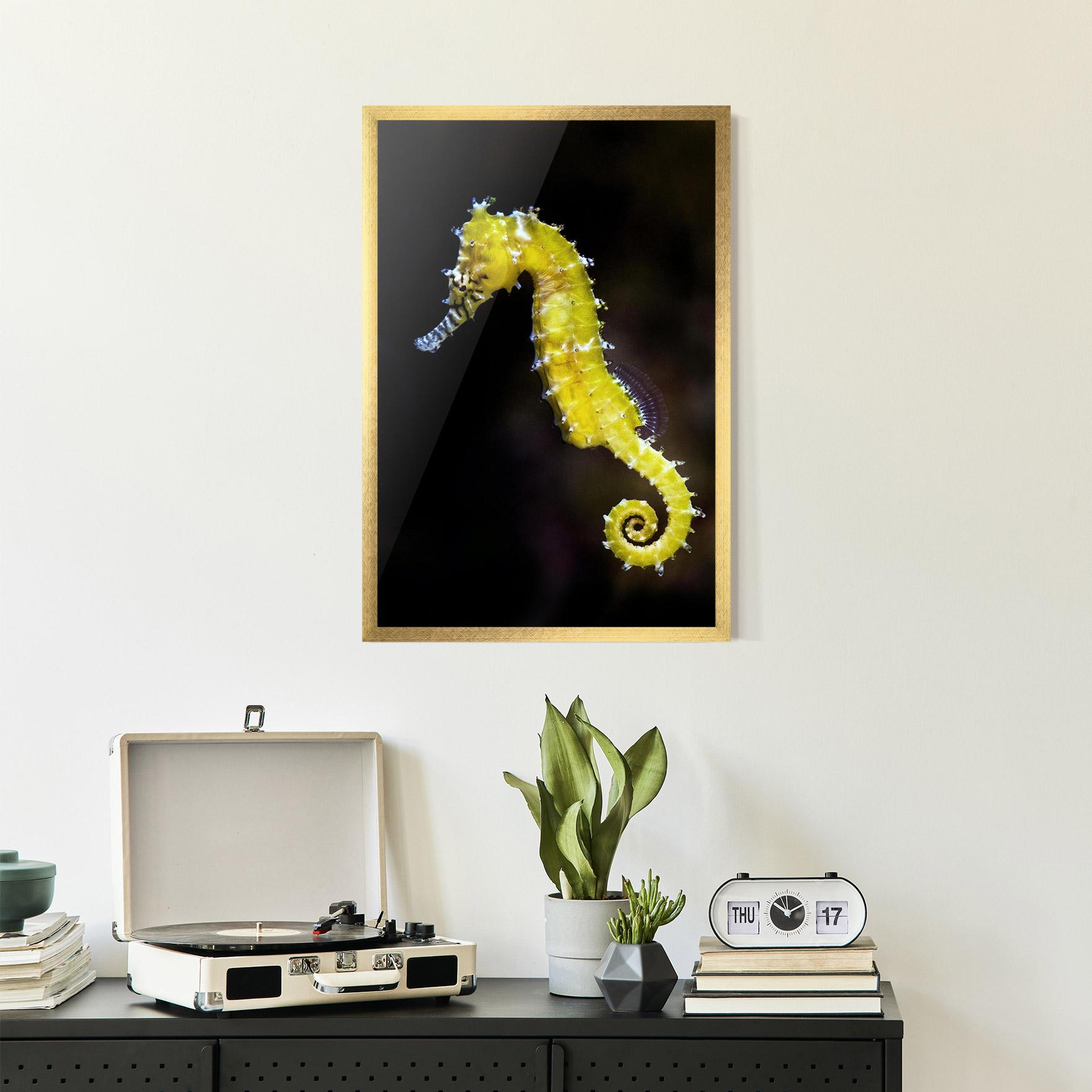 Gerahmte Poster Yellow Seahorse mockup 2