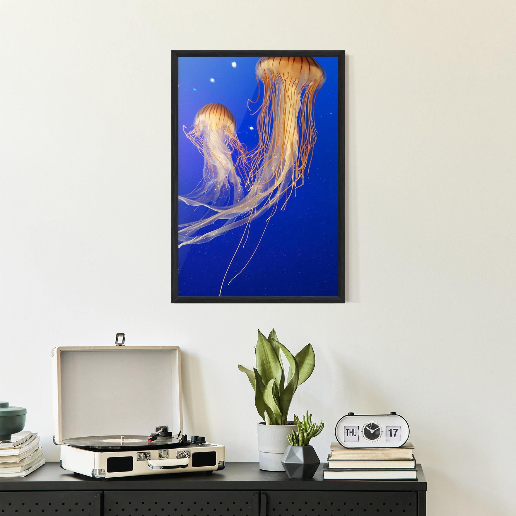 Gerahmte Poster Light Orange Jellyfish mockup 2