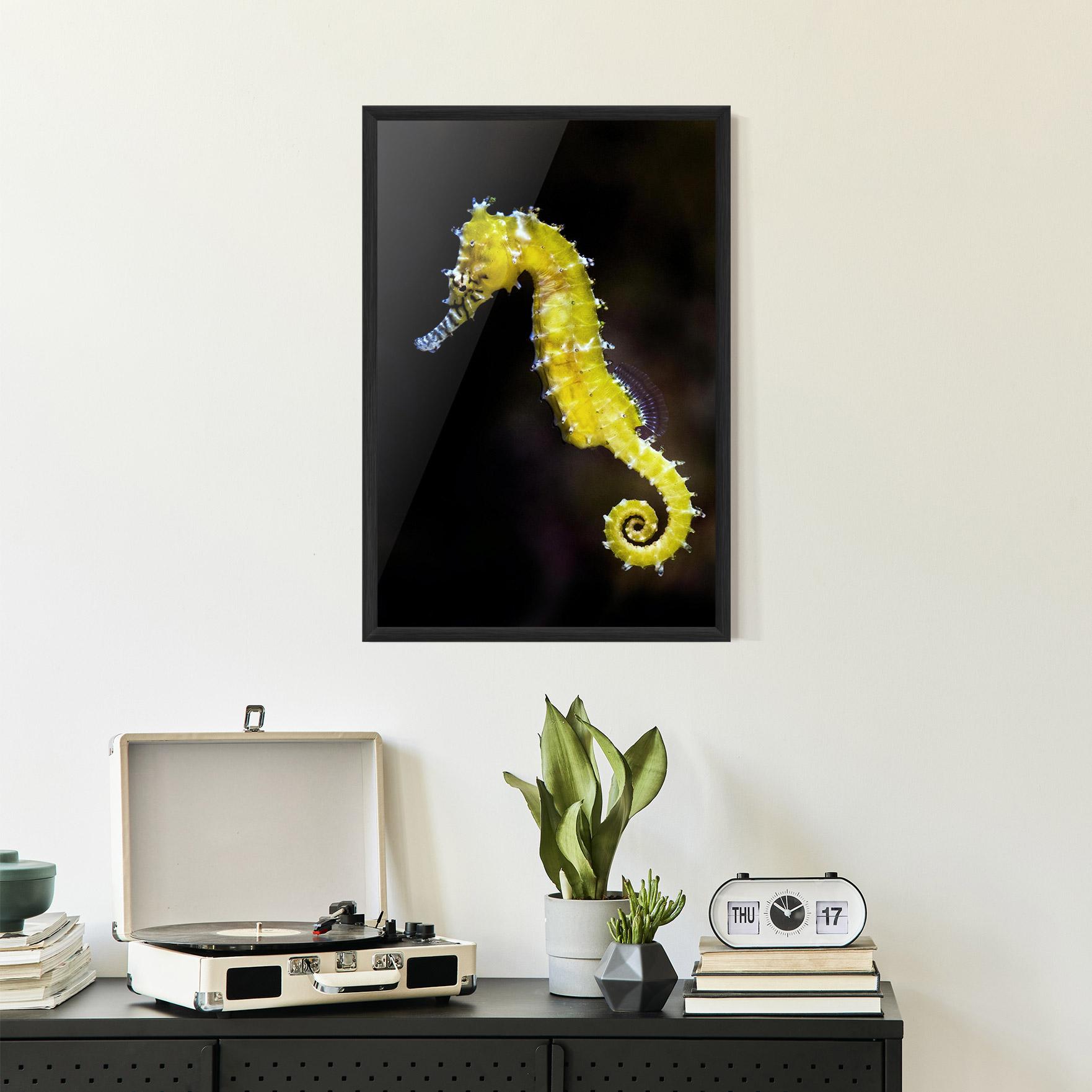 Gerahmte Poster Yellow Seahorse mockup 2
