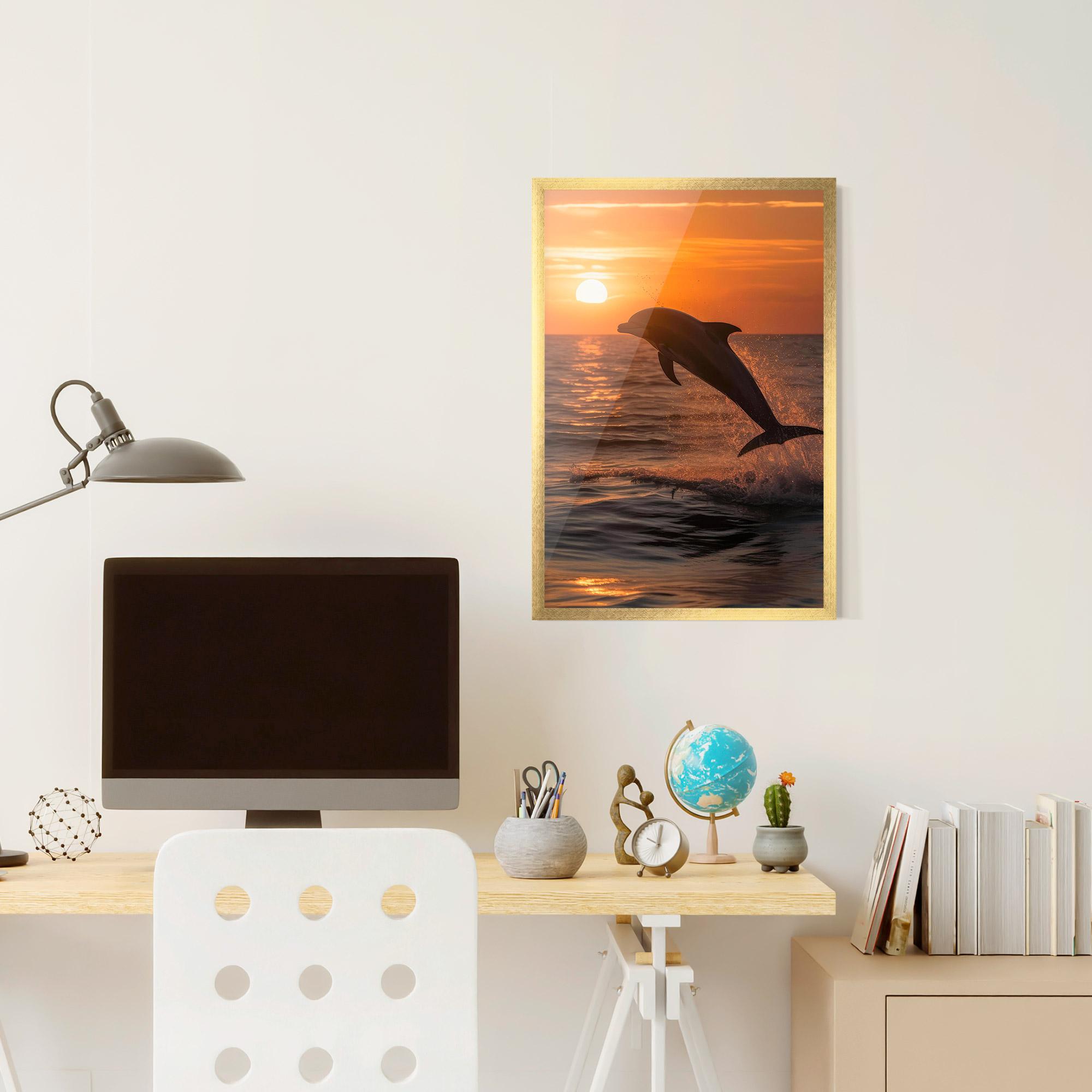 Gerahmte Poster Dolphin Jump mockup 6