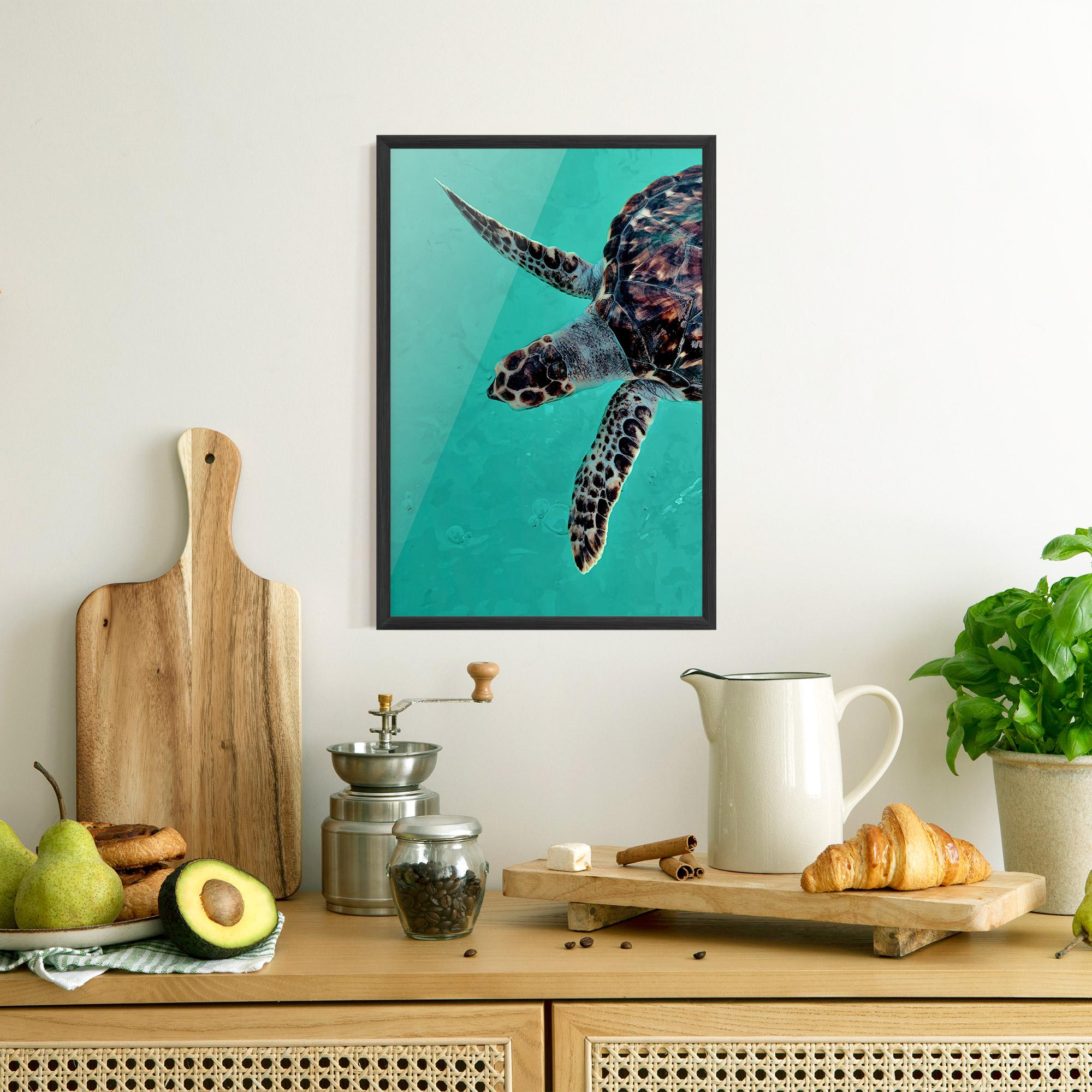 Gerahmte Poster Turtle Sweeming mockup 8