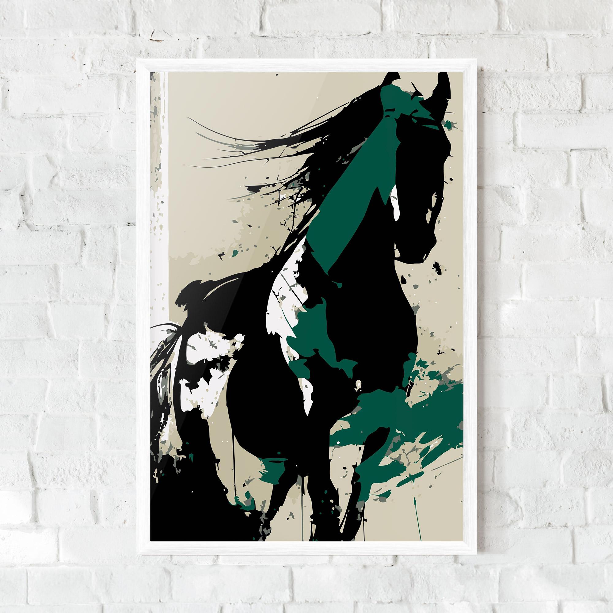 Gerahmte Poster Black Green Horse mockup 0