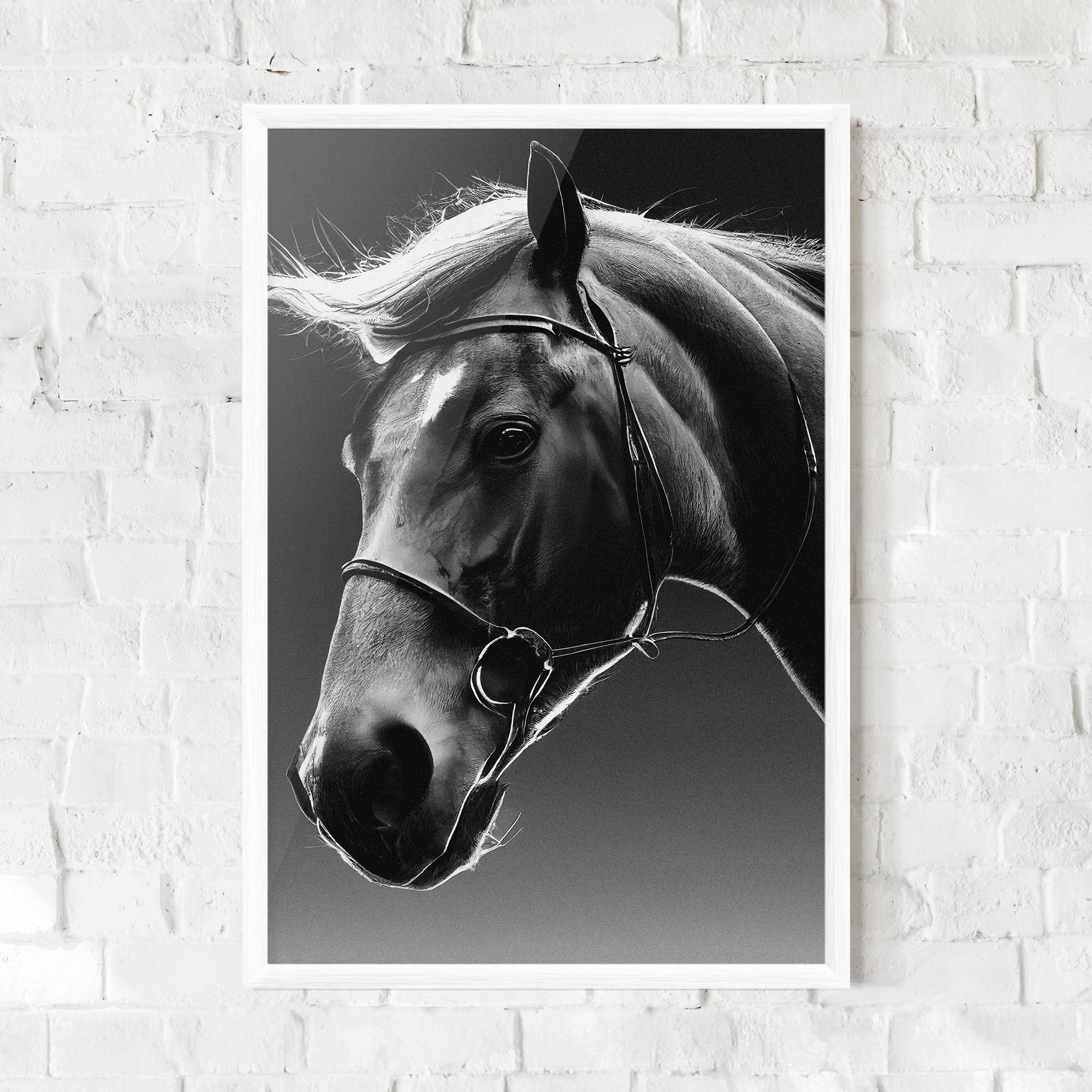 Gerahmte Poster Black Horse Profile mockup 0