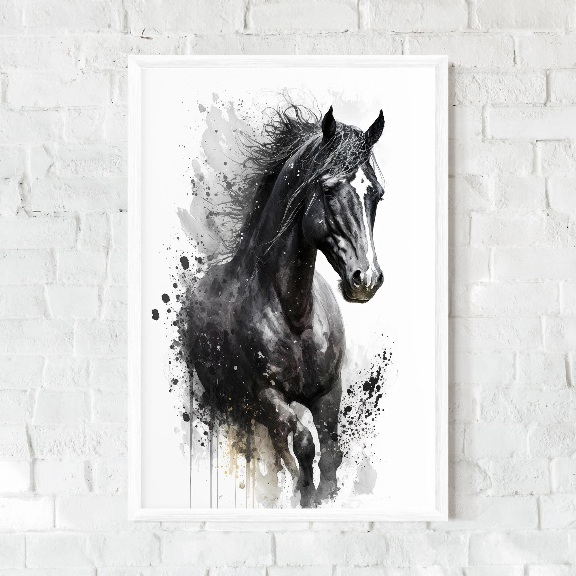 Gerahmte Poster Black Horse mockup 0