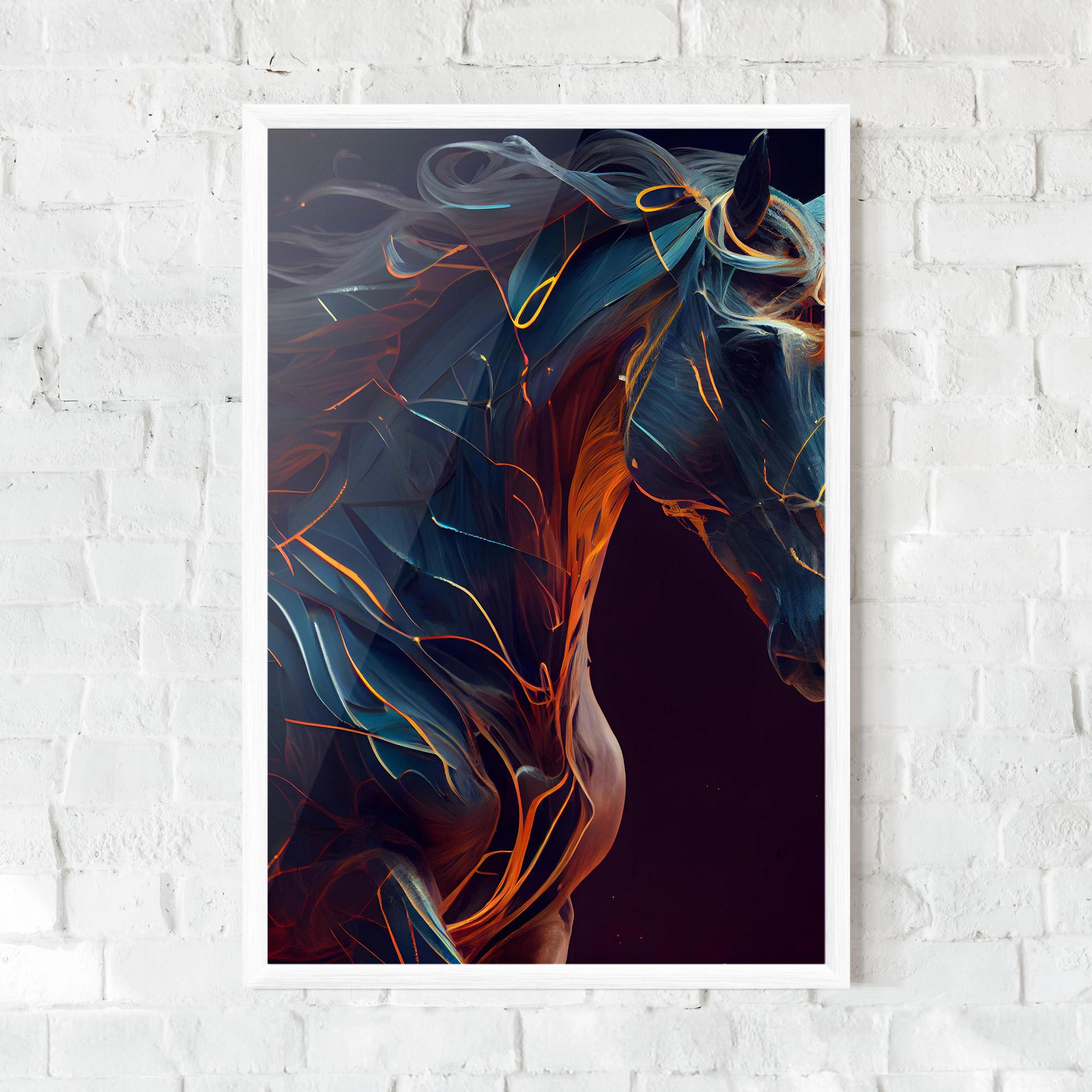 Gerahmte Poster Fire Lines Horse mockup 0