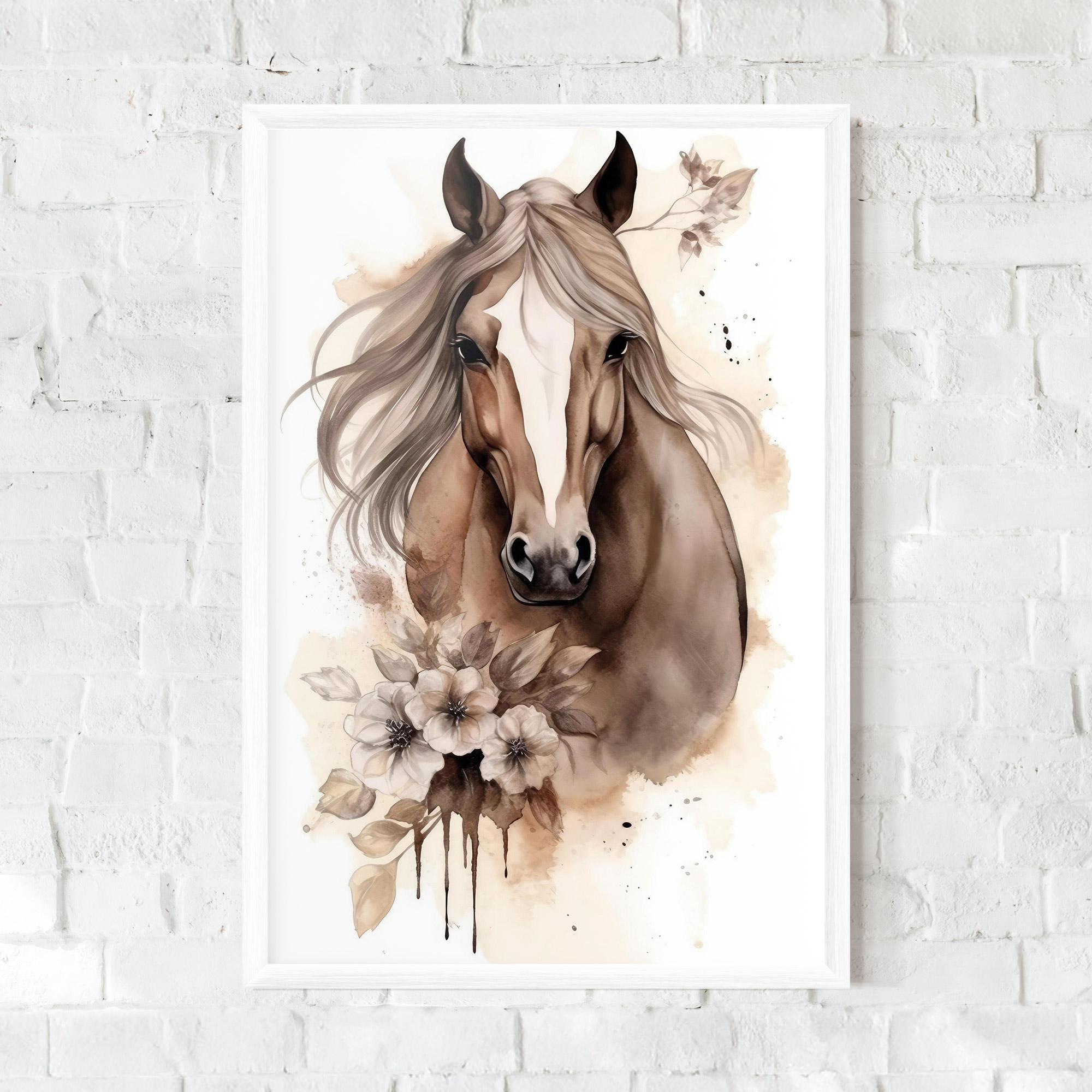Gerahmte Poster Flower Brown Horse mockup 0