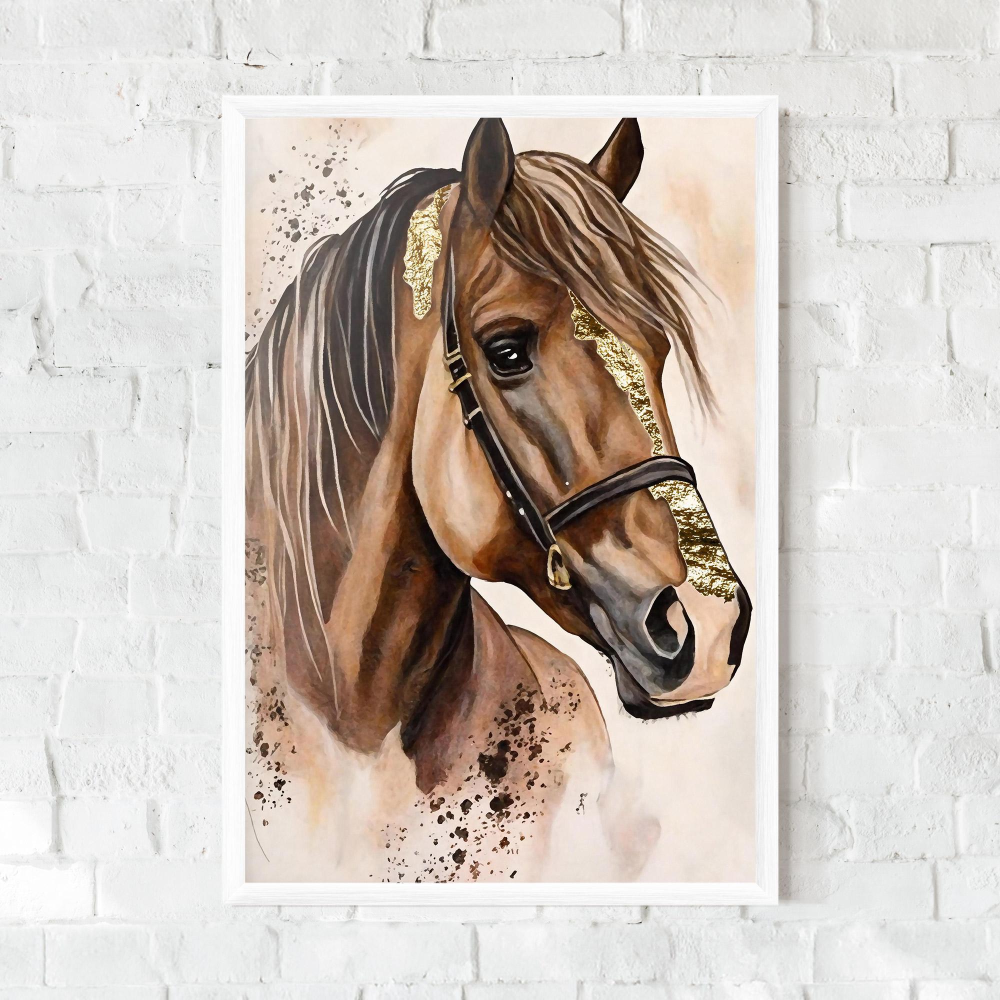 Gerahmte Poster Gold Horse Painting mockup 0