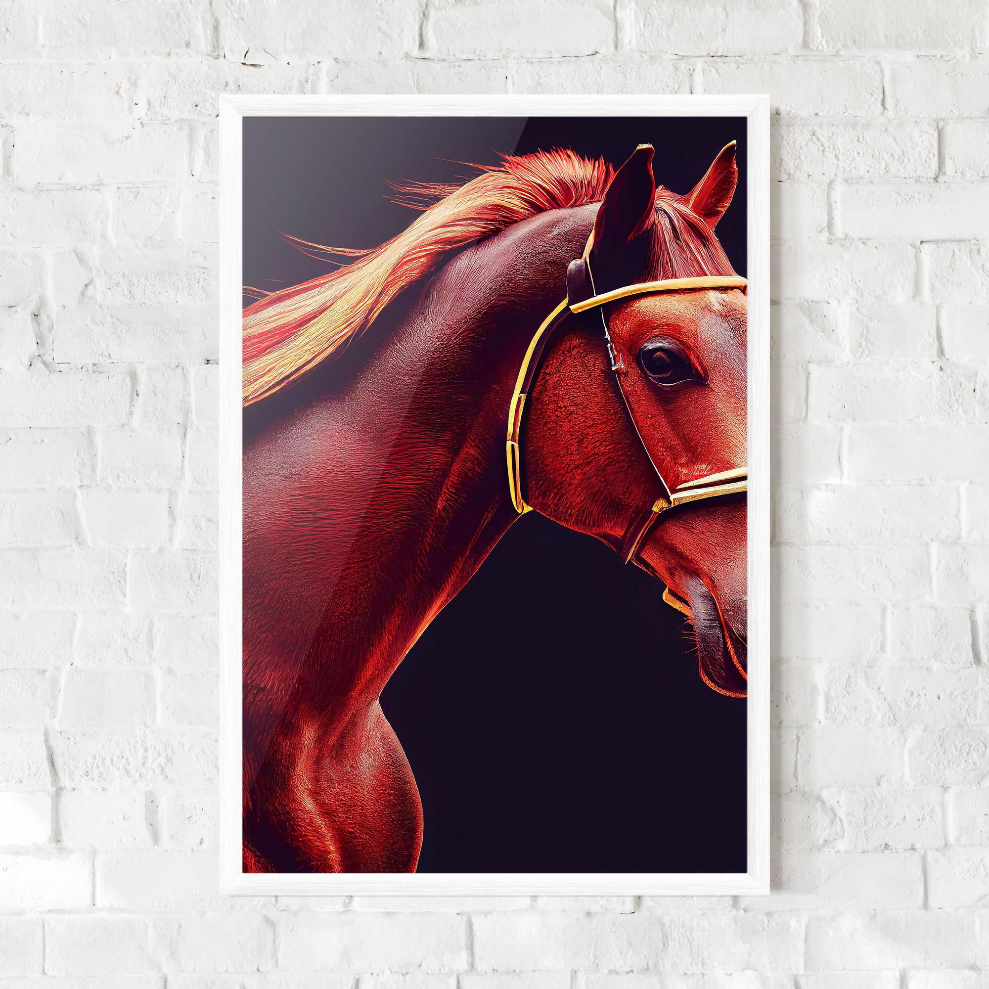 Gerahmte Poster Red Horse Portrait mockup 0