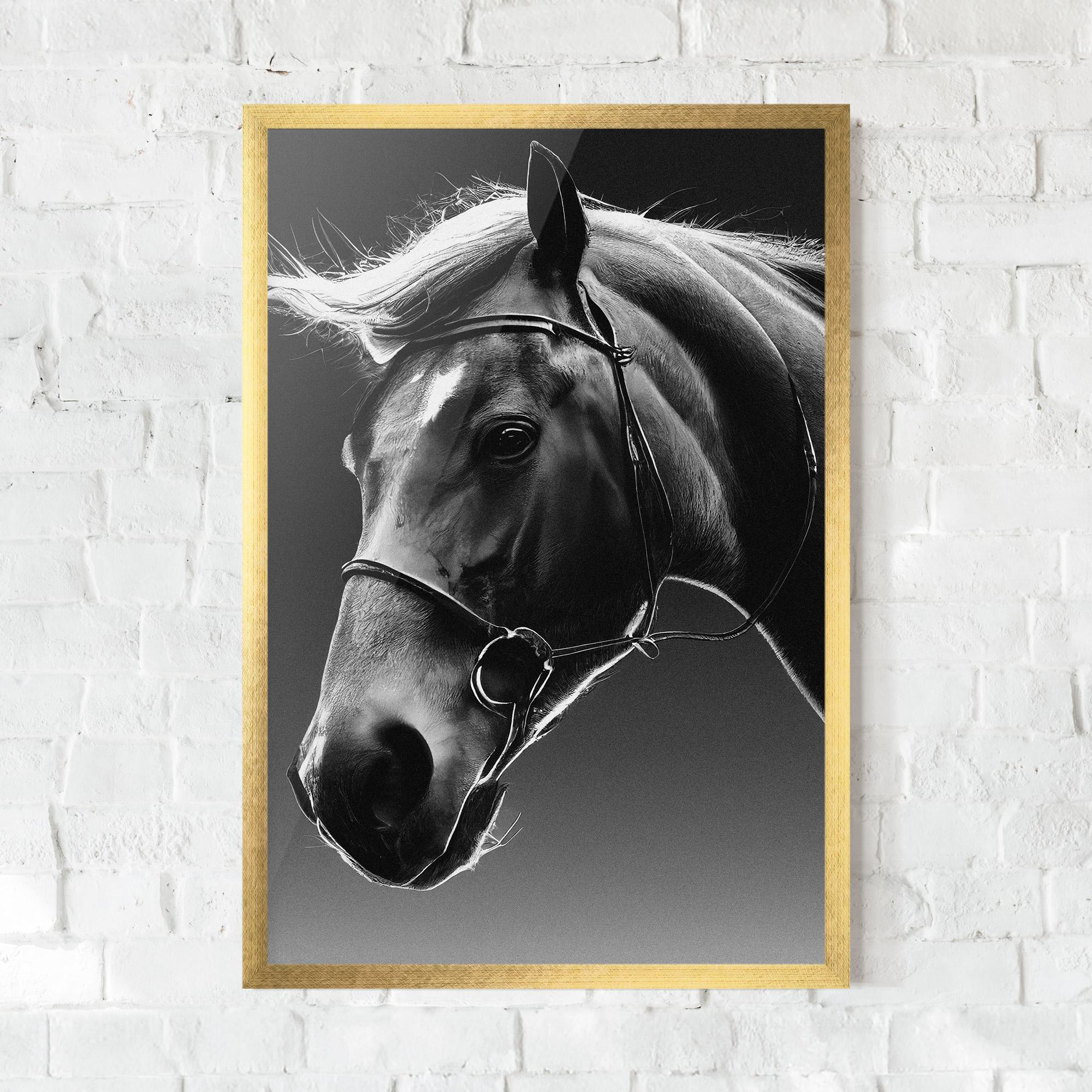 Gerahmte Poster Black Horse Profile mockup 0