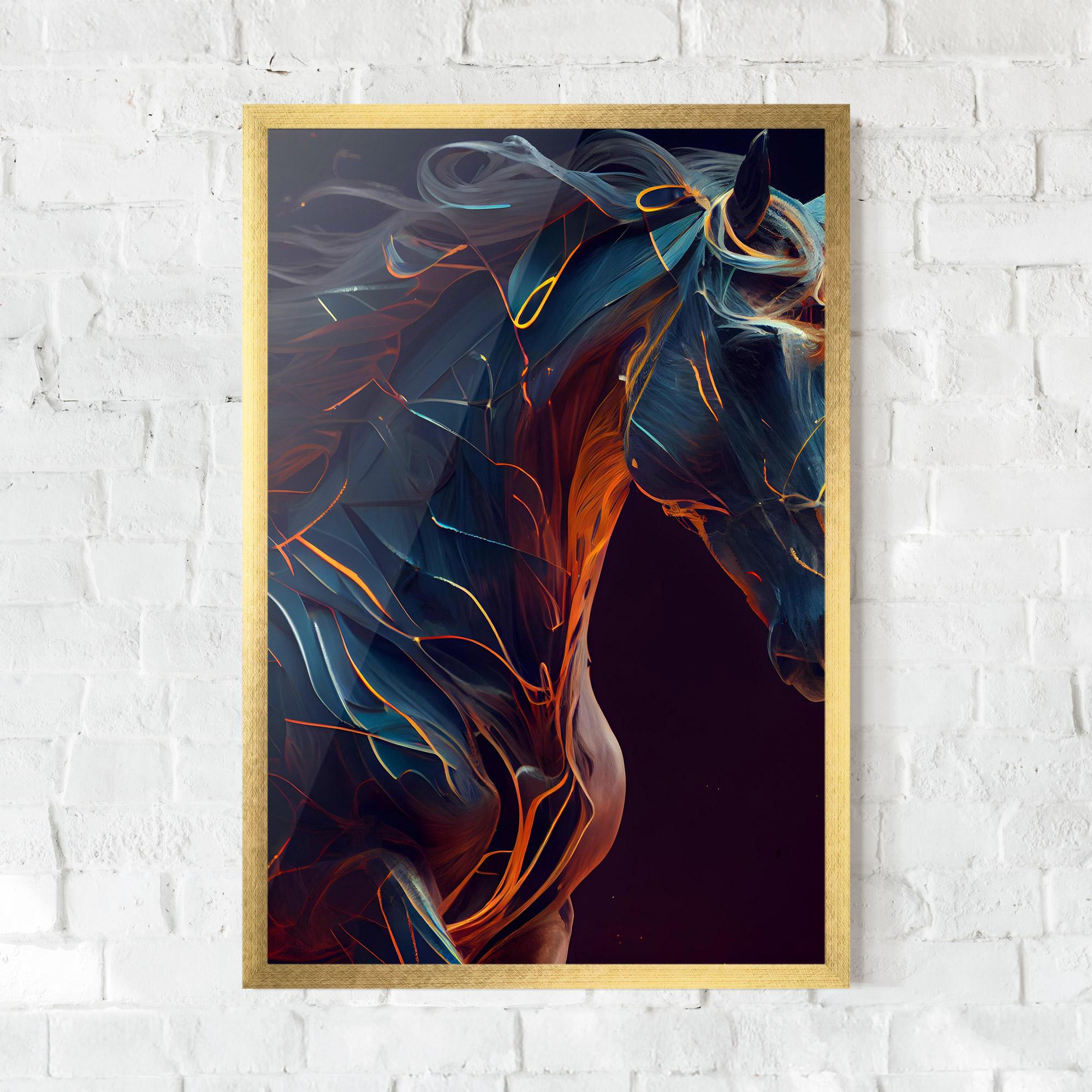 Gerahmte Poster Fire Lines Horse mockup 0