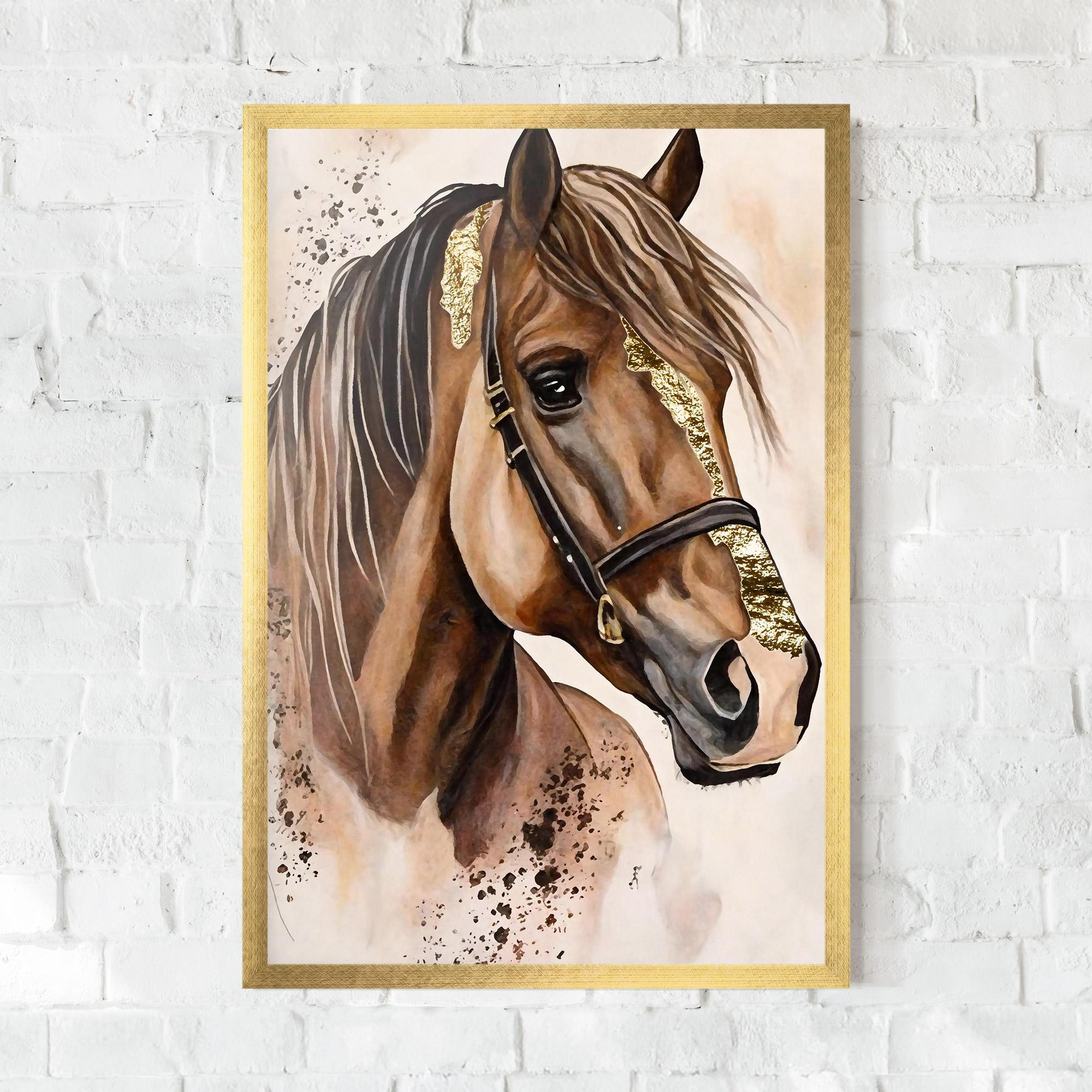 Gerahmte Poster Gold Horse Painting mockup 0