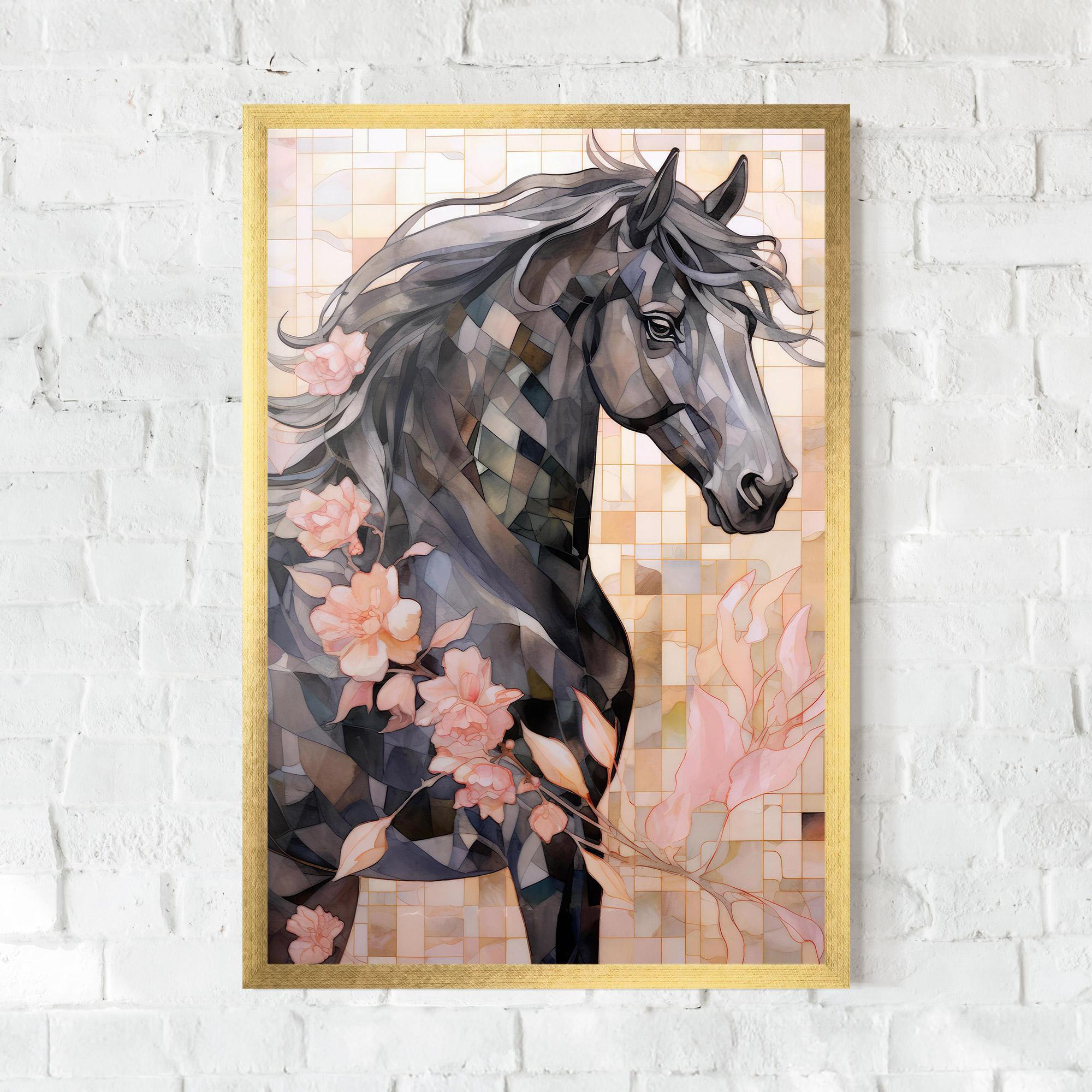 Gerahmte Poster Mosaic Painting Horse mockup 0